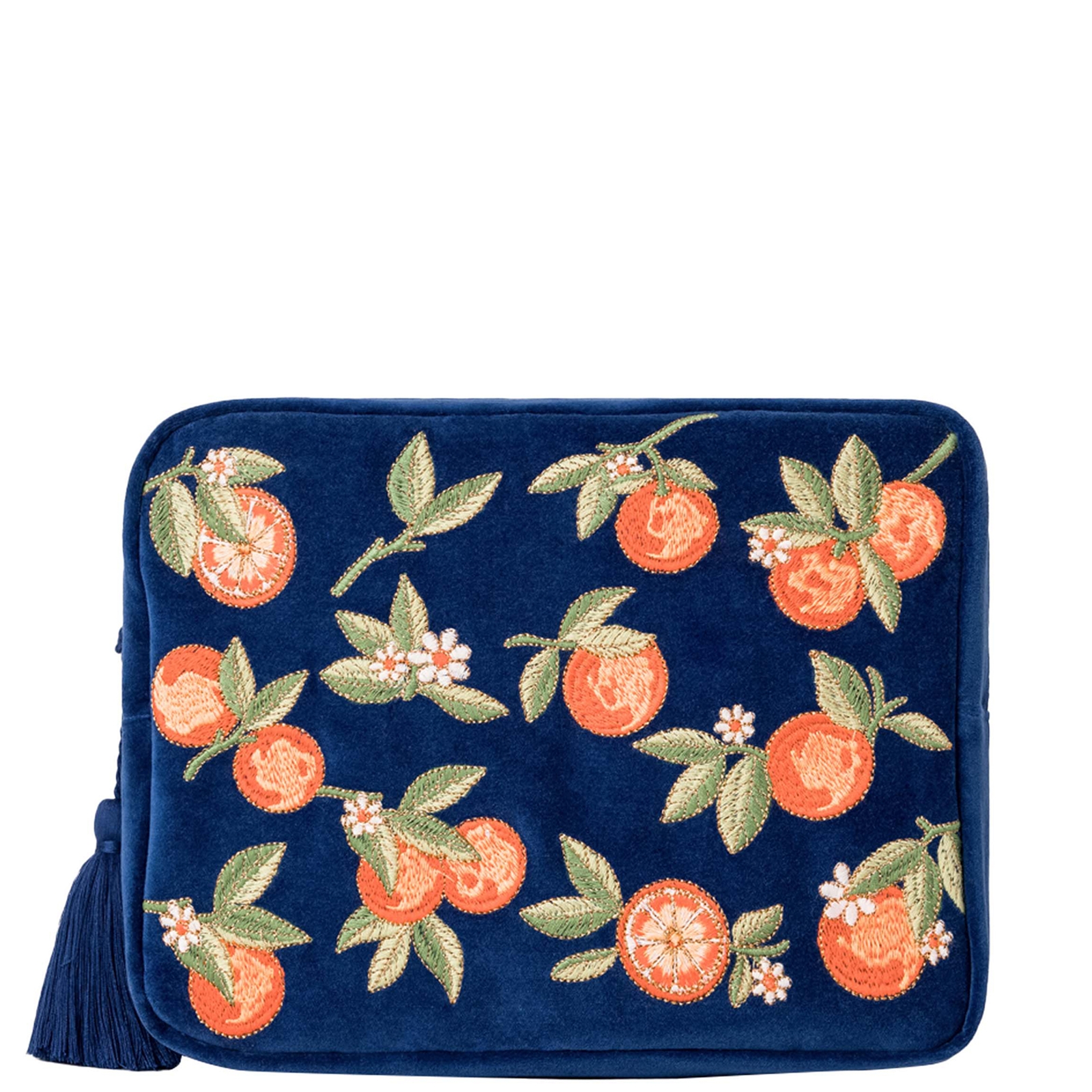 Shop Elizabeth Scarlett Orange Blossom Cobalt Velvet Wash Bag