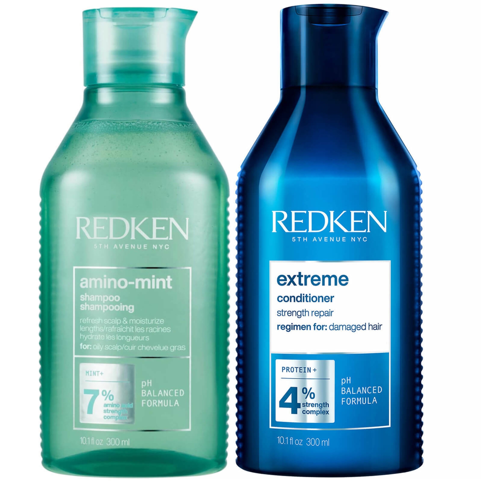 Image of Redken Amino Mint Scalp Cleansing for Greasy Hair Shampoo and Extreme Damage Repair Conditioner Bundle