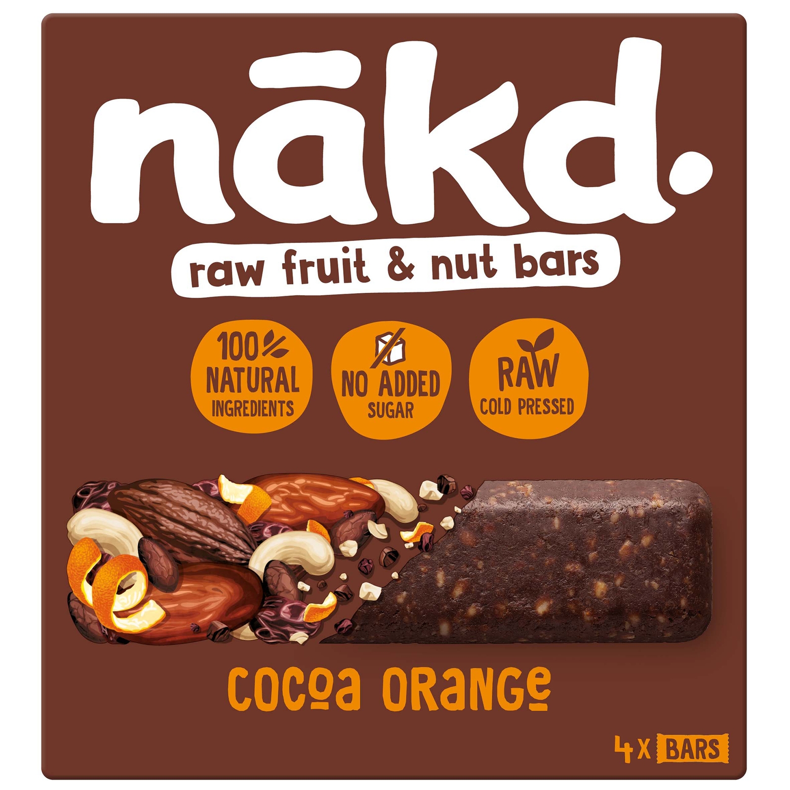 Myprotein UK Nakd Fruit & Nut Bars Cocoa Orange 4 x 35g