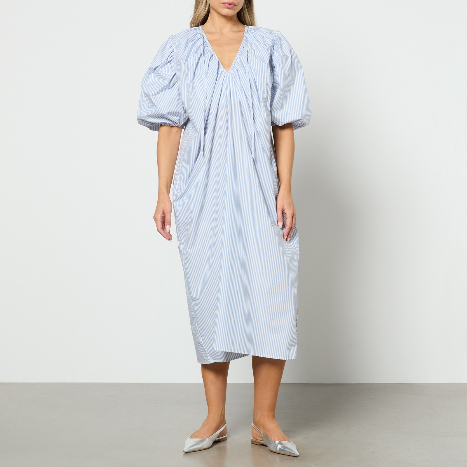 Toit Volant Yvonne Striped Cotton Midi Dress - XS/S