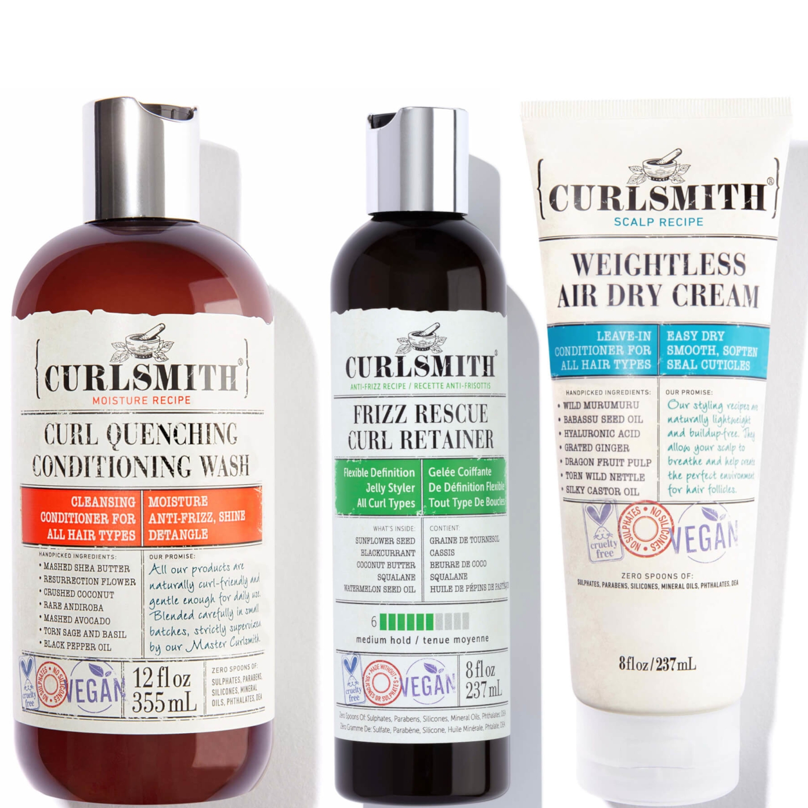 Curlsmith Moisture And Frizz Control Bundle In White