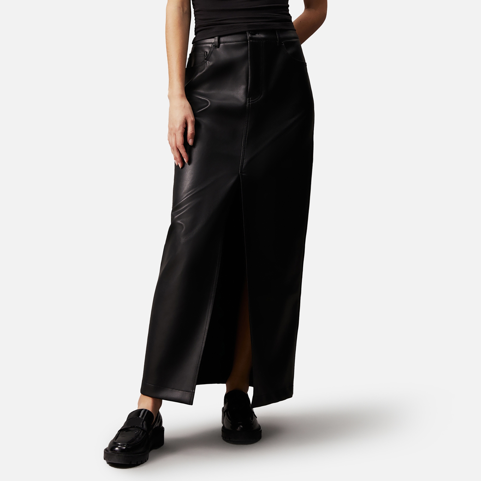 Calvin Klein Jeans Faux Leather Maxi Skirt - XS