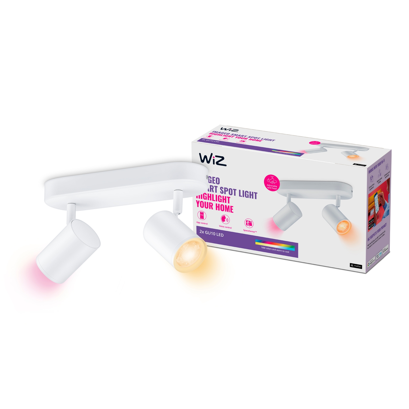 WiZ Smart LED Imageo 2 Lamp Adjustable Spotlight Bar Colour - White