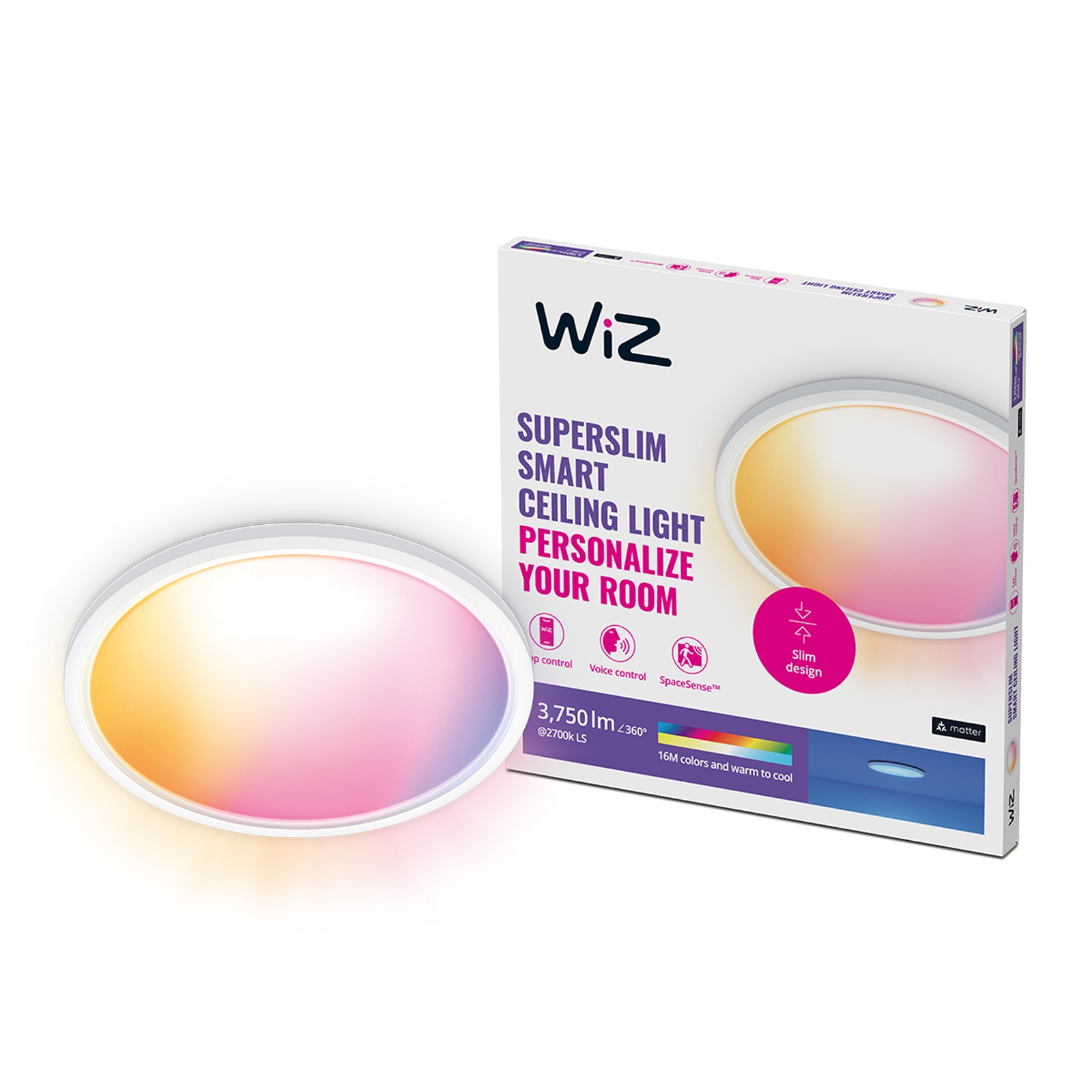 WiZ Smart LED SuperSlim Ceiling Light Colour 2600 Lumens - White