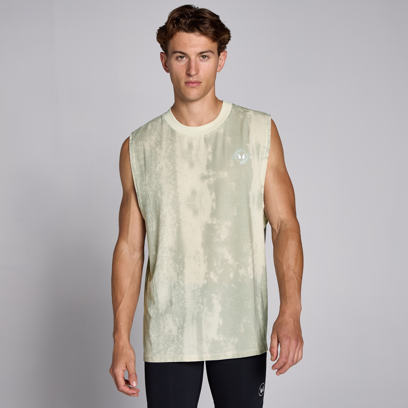 5059883425894 - Herren Tempo Tanktop mit tiefem Armausschnitt – Gerstengrün  - XS