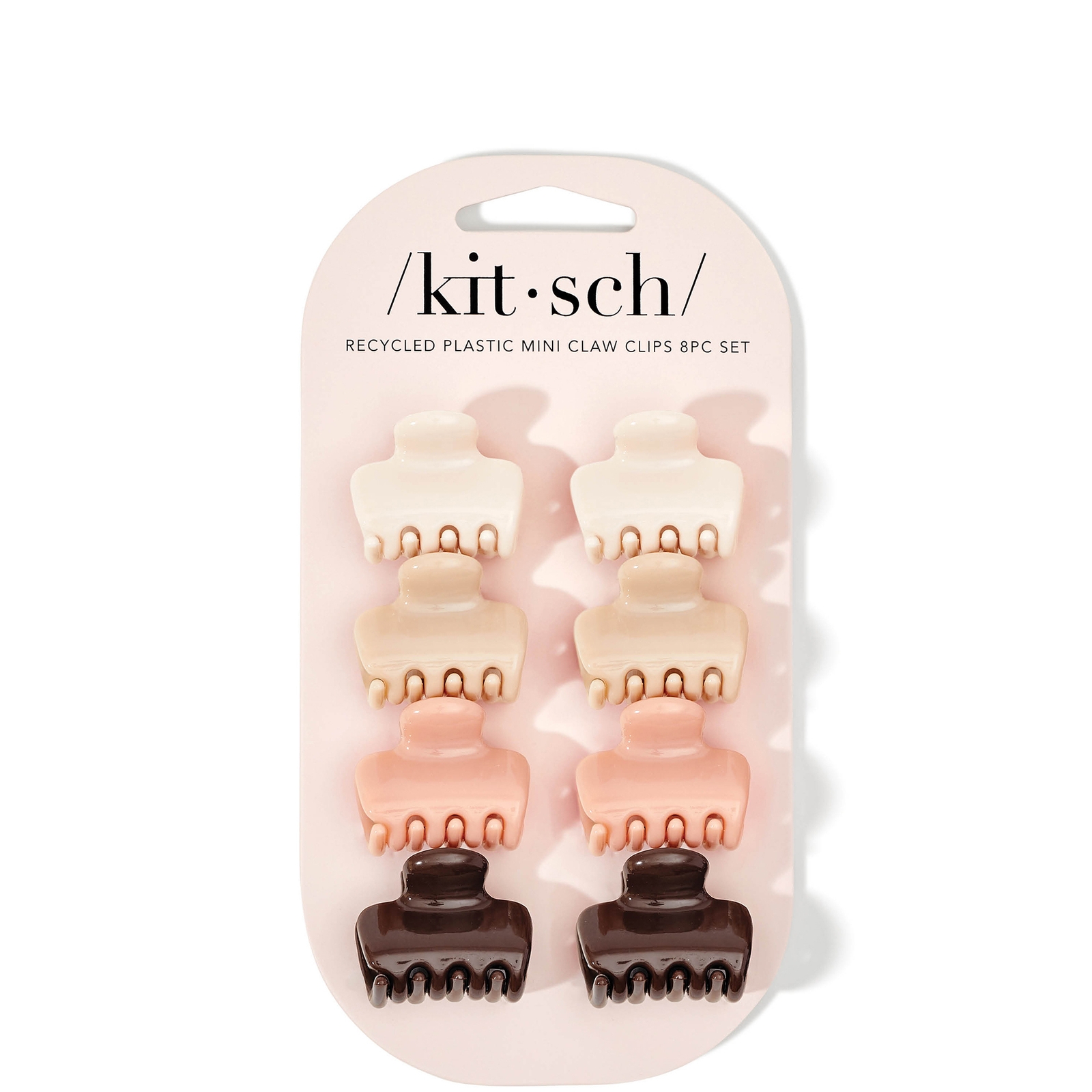 Kitsch Recycled Plastic Mini Puffy Rosewood Claw Clips 8 Piece Set