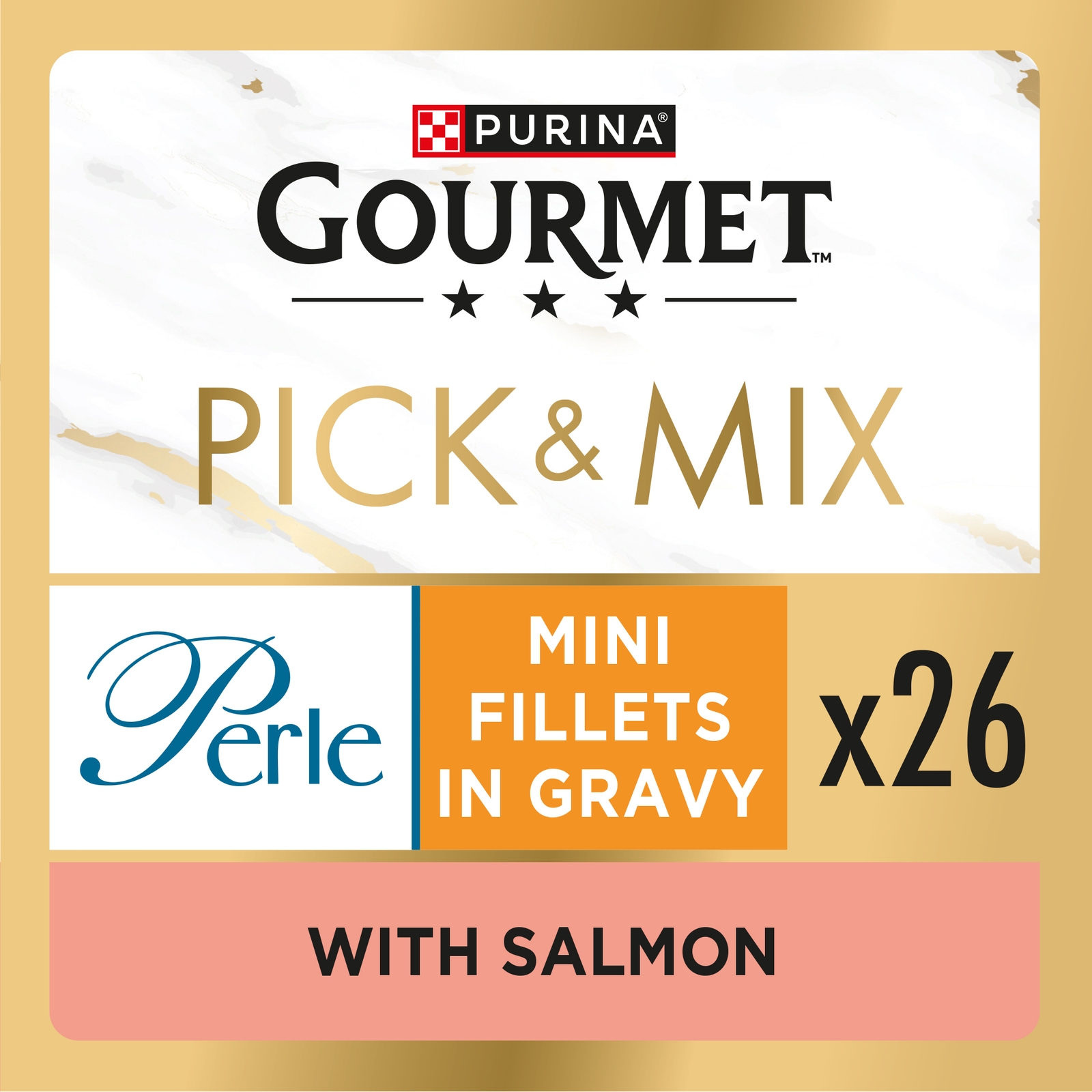 Image of GOURMET Perle Mini Fillets in Gravy with Salmon Adult Wet Cat Food 26x85g