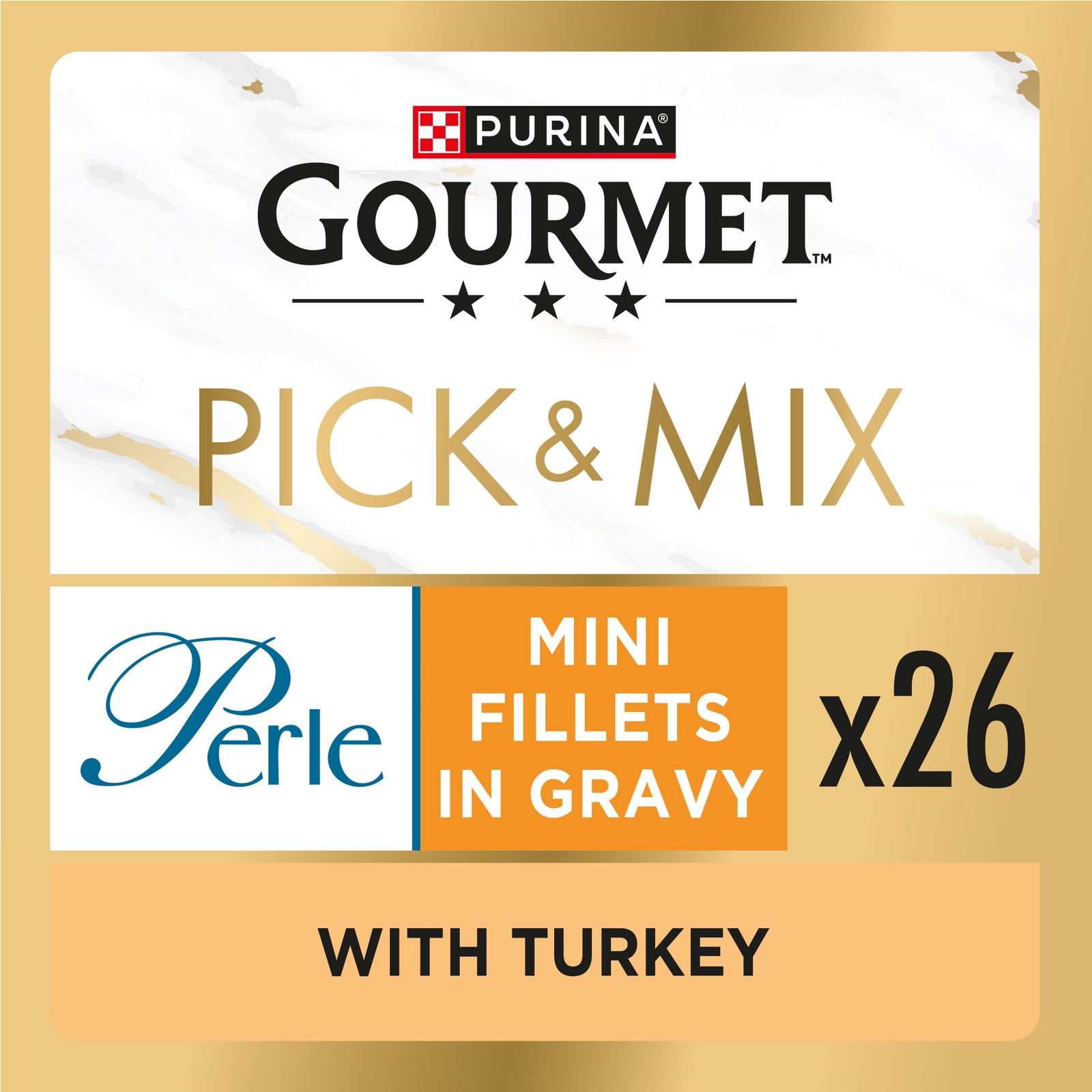 Image of GOURMET Perle Mini Fillets in Gravy with Turkey Adult Wet Cat Food 26x85g