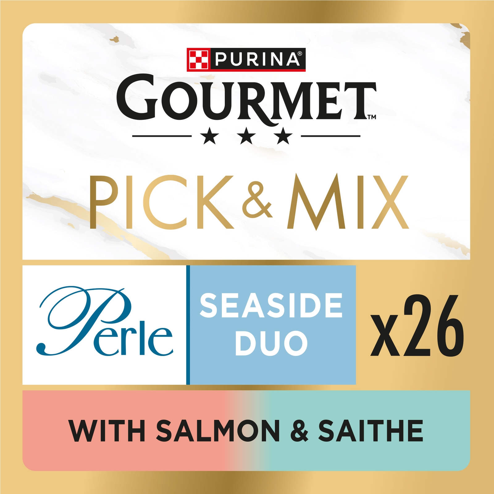 Image of GOURMET Perle Seaside Duo in Gravy with Salmon & Saithe Adult Wet Cat Food 26x85g