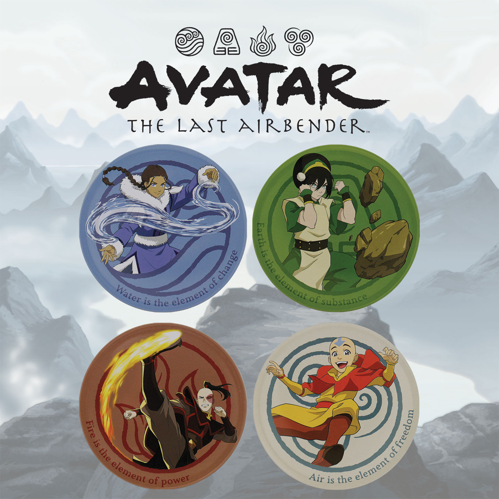 Click to view product details and reviews for Avatar The Last Airbender Set Of 4 Embossed Metal Coasters By Fanattik.