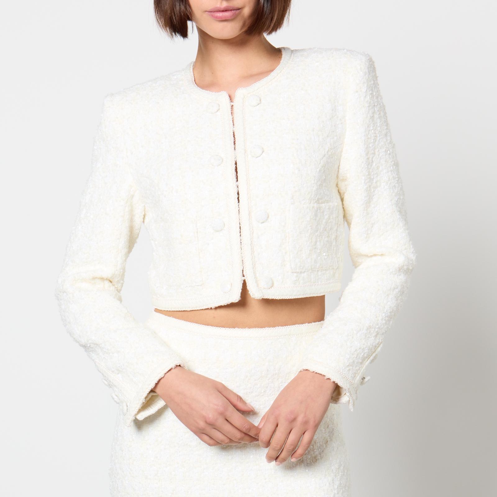 ROTATE Birger Christensen Sequinned Bouclé Cropped Jacket - DK 40/UK 12