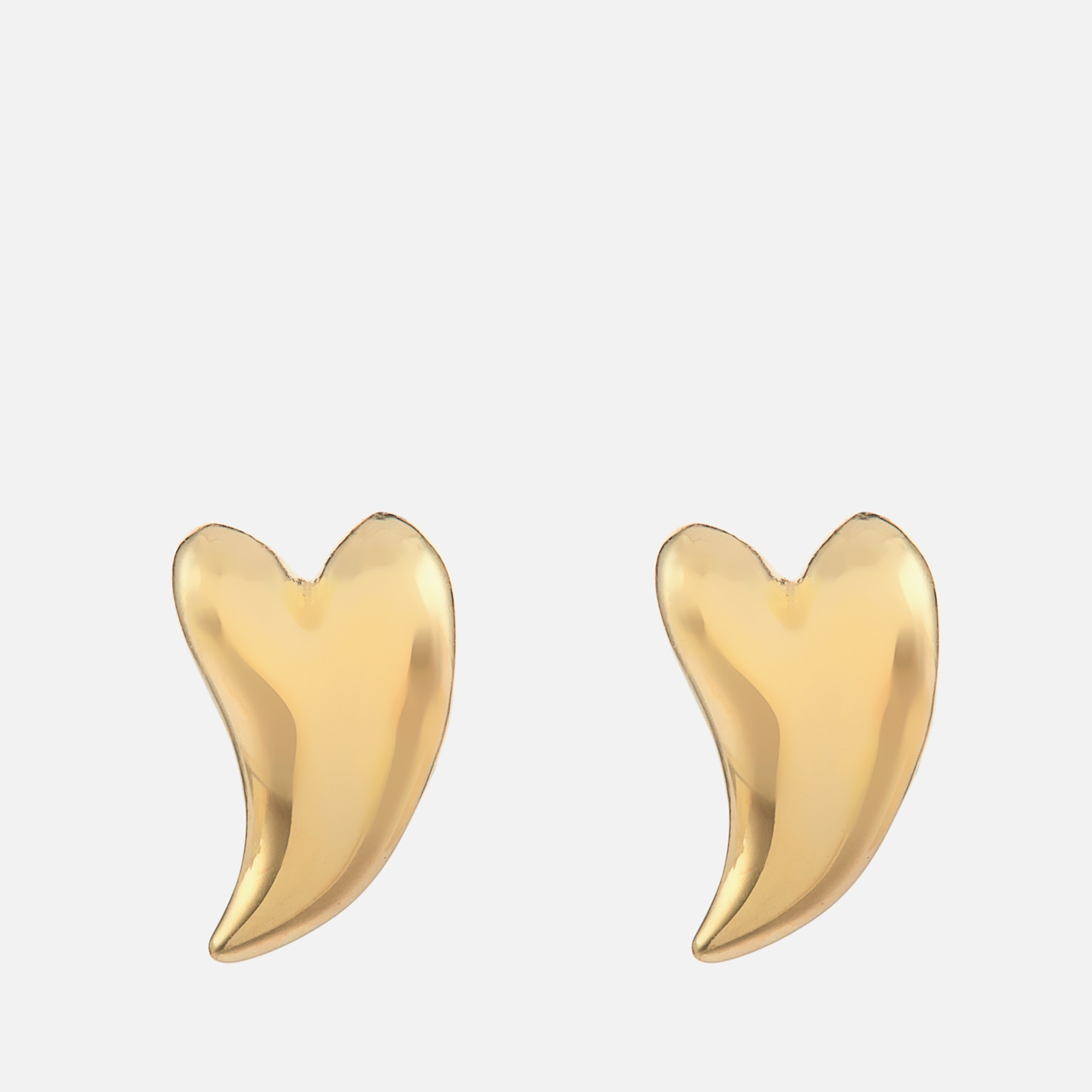 anna + nina Women's Single Groovy Heart Stud Earring Silver Goldplated - Gold