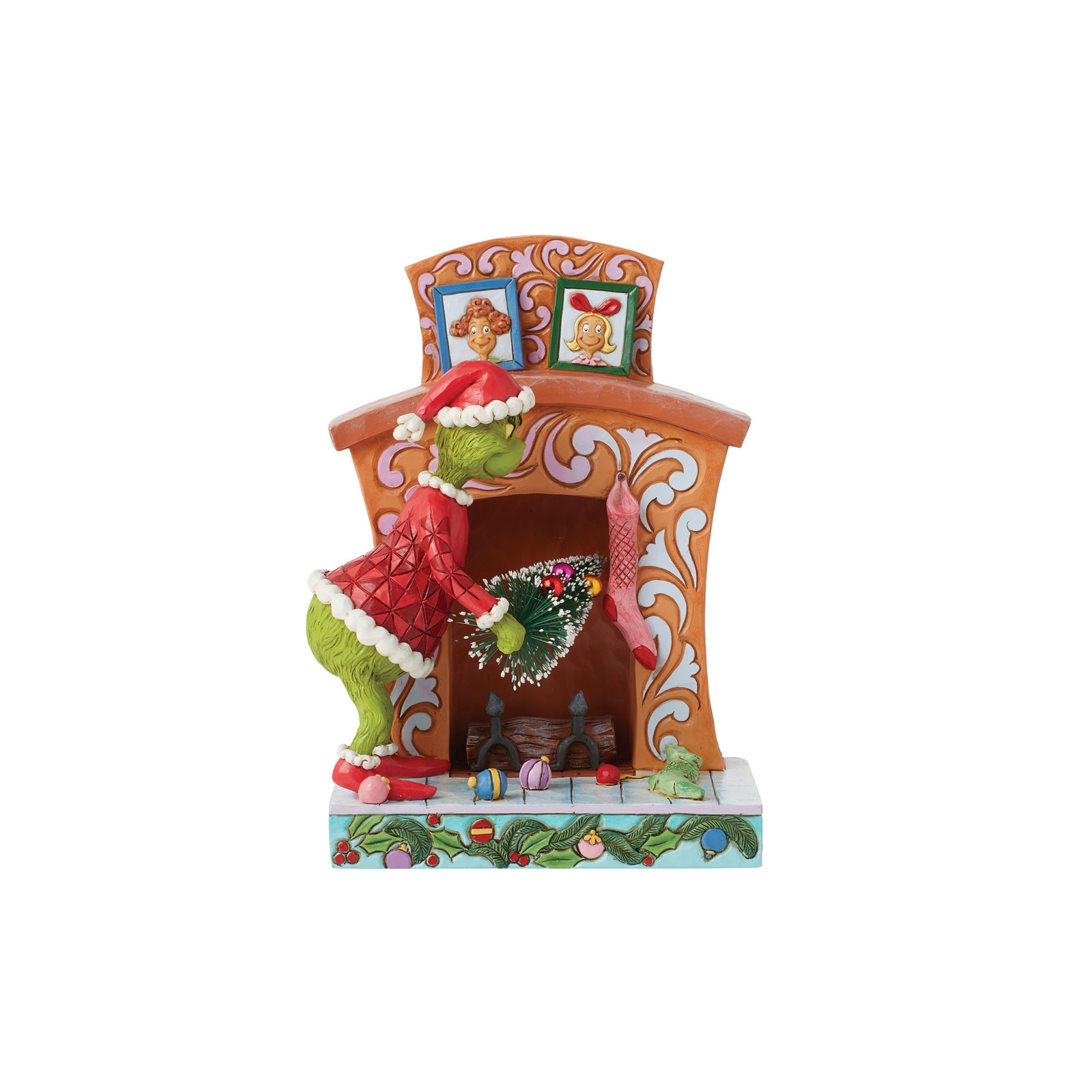 Enesco Grinch Stuffing Christmas Tree in Fireplace Figurine (19cm)
