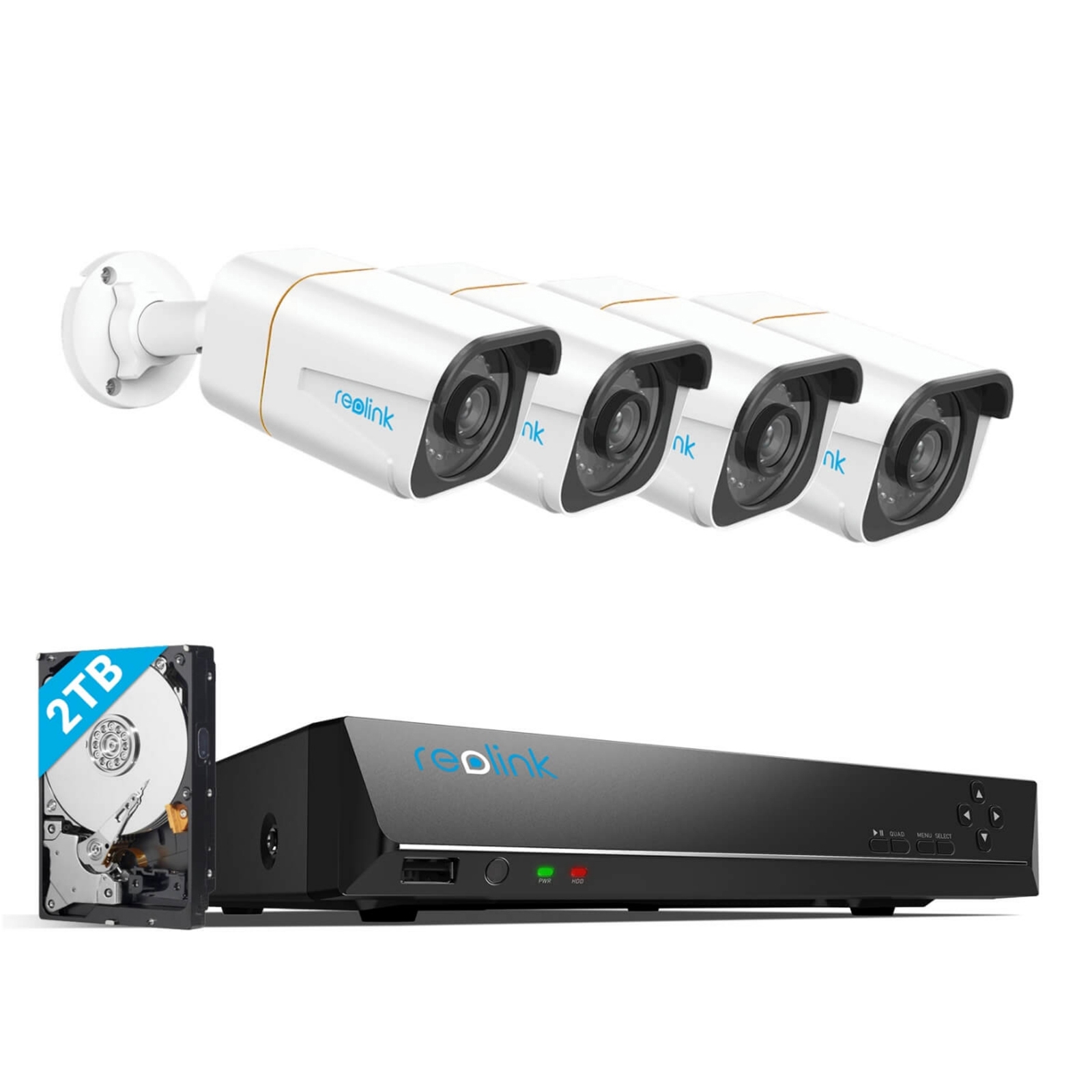 Reolink 4K+ UHD NVR PoE AI 8 Channel 4 Pack Security Camera Bullet Kit 2TB