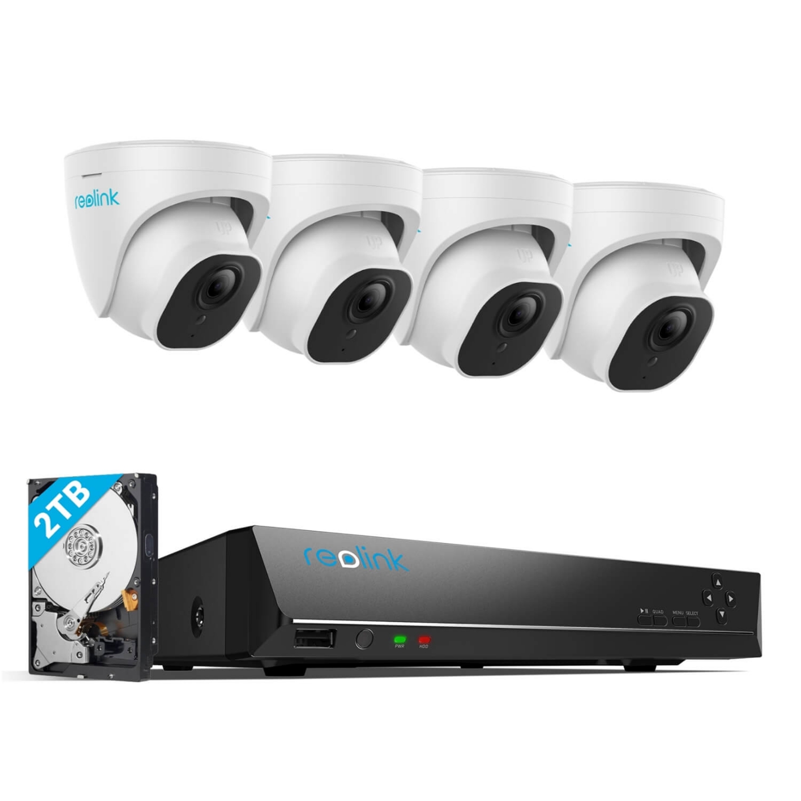 Reolink 4K+ UHD NVR PoE AI 8 Channel Security Camera 4 Pack Dome Kit 2TB