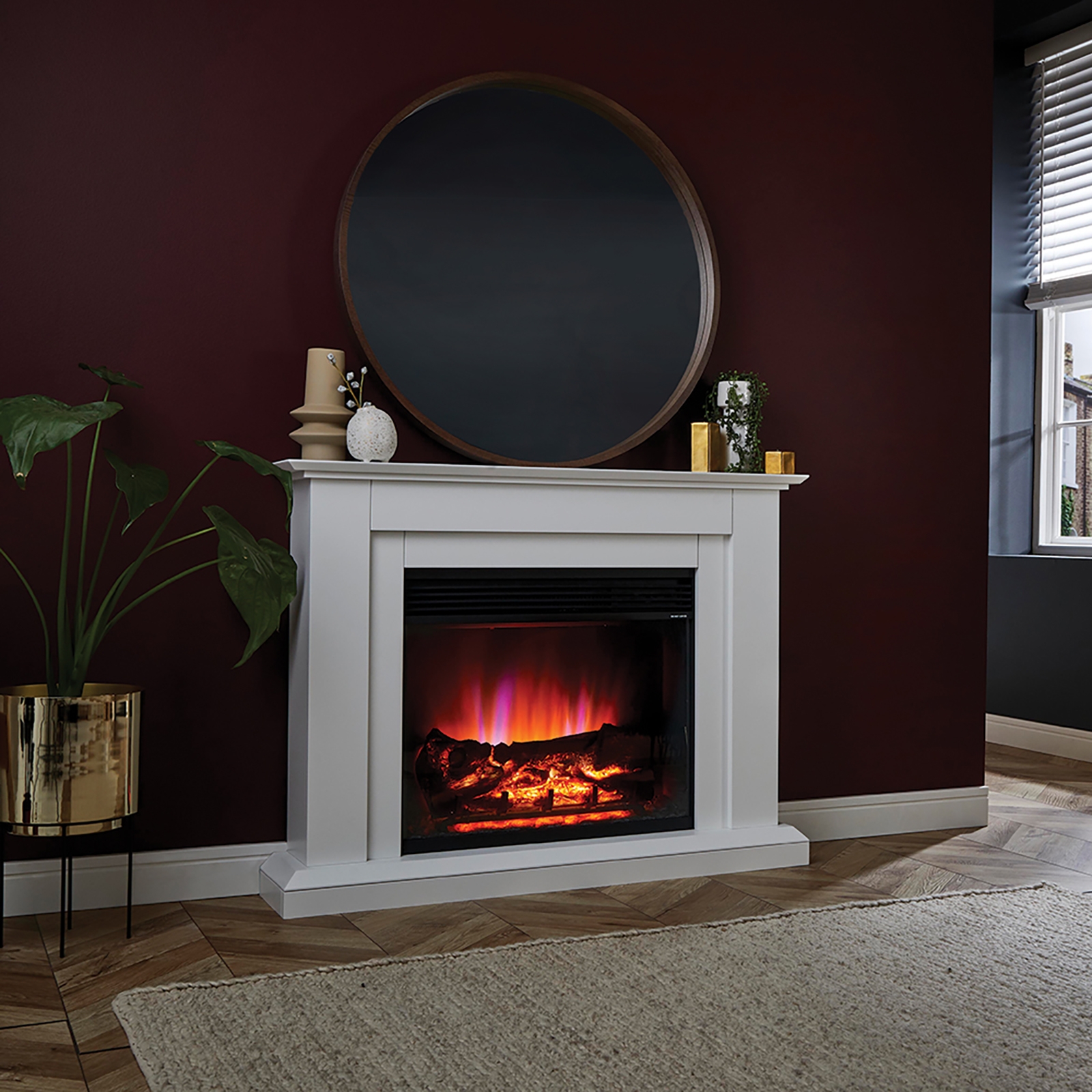 Suncrest Horley Electric Fireplace Suite with Remote Control & Flat to Wall Fitting - White
