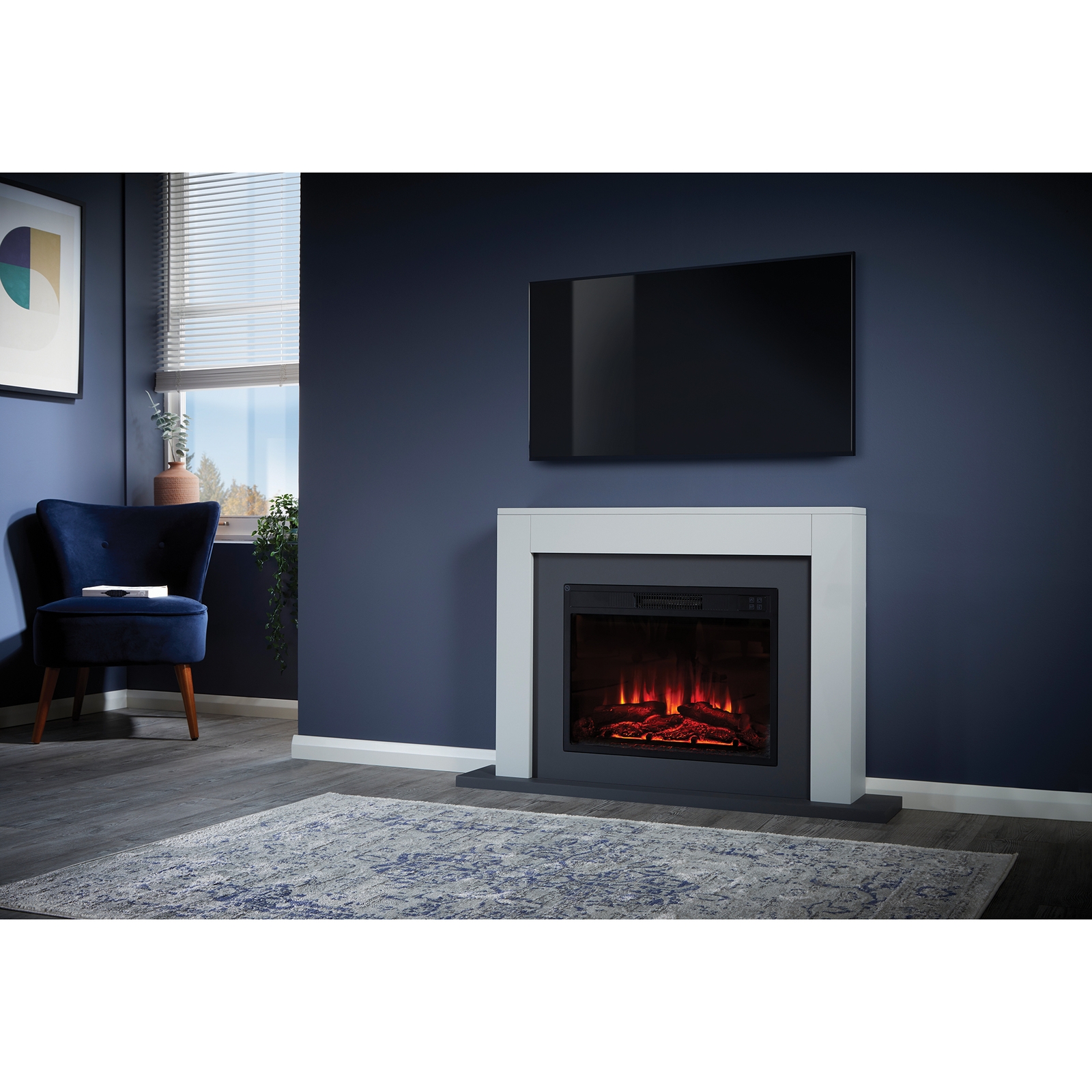 Suncrest Marlow Electric Fireplace Suite with Remote Control & Flat to Wall Fitting - White