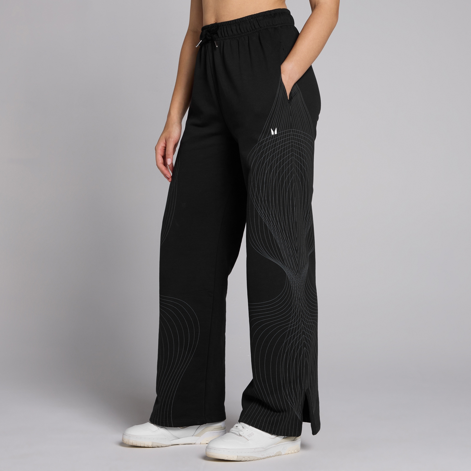 5059883431680 - Damen Tempo Grafik Jogginghose mit geradem Bein – Schwarz - M