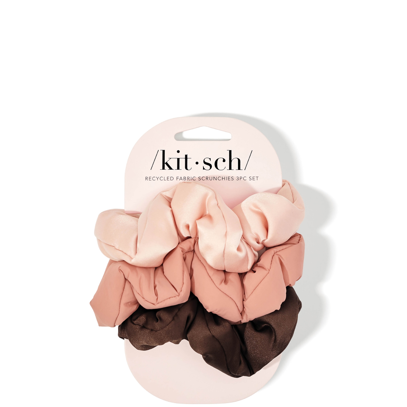 Shop Kitsch Recycled Fabric Puffy Scrunchies 3 Piece Set - Rosewood
