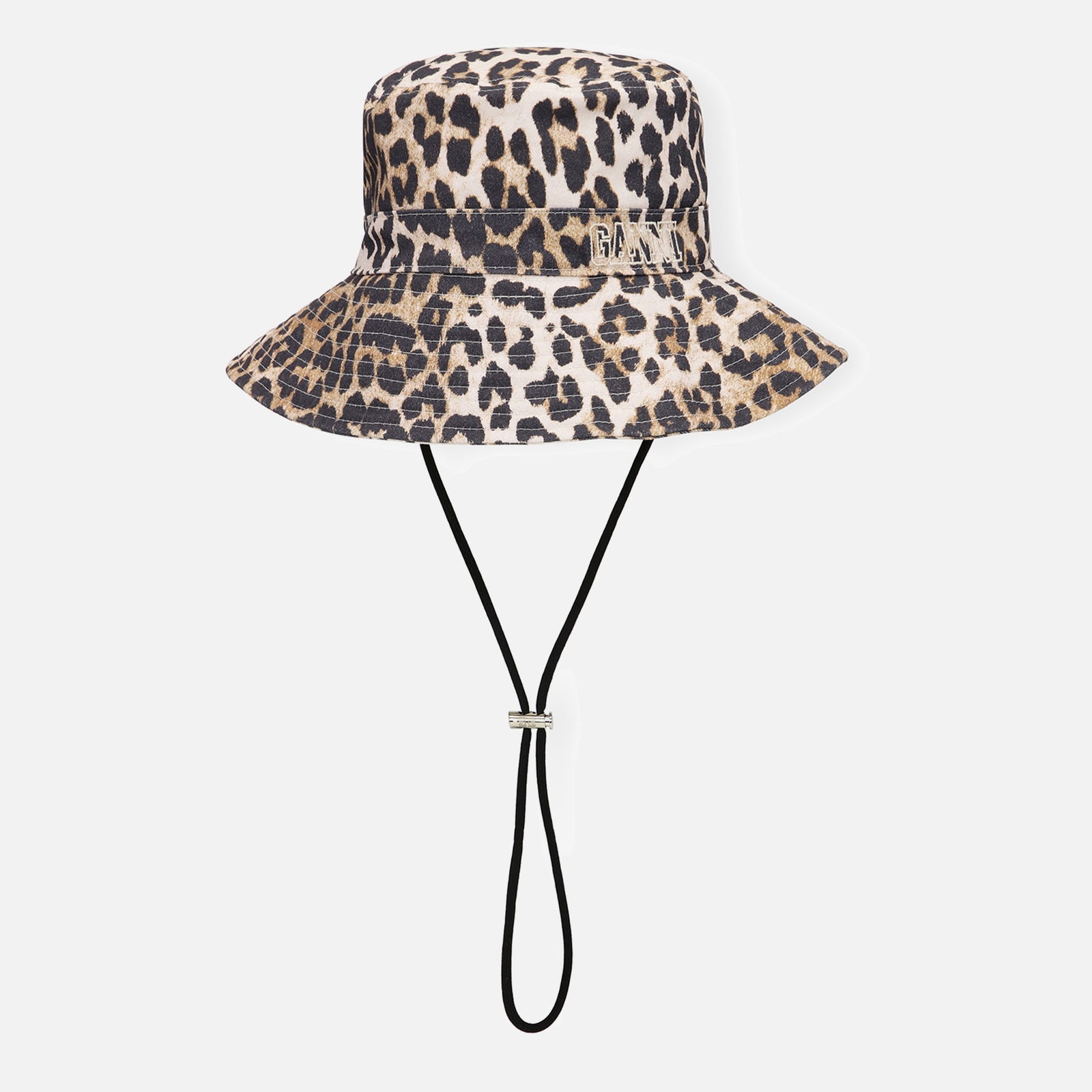 Ganni Leopard-Print Shell Fisherman Bucket Hat - XS/S