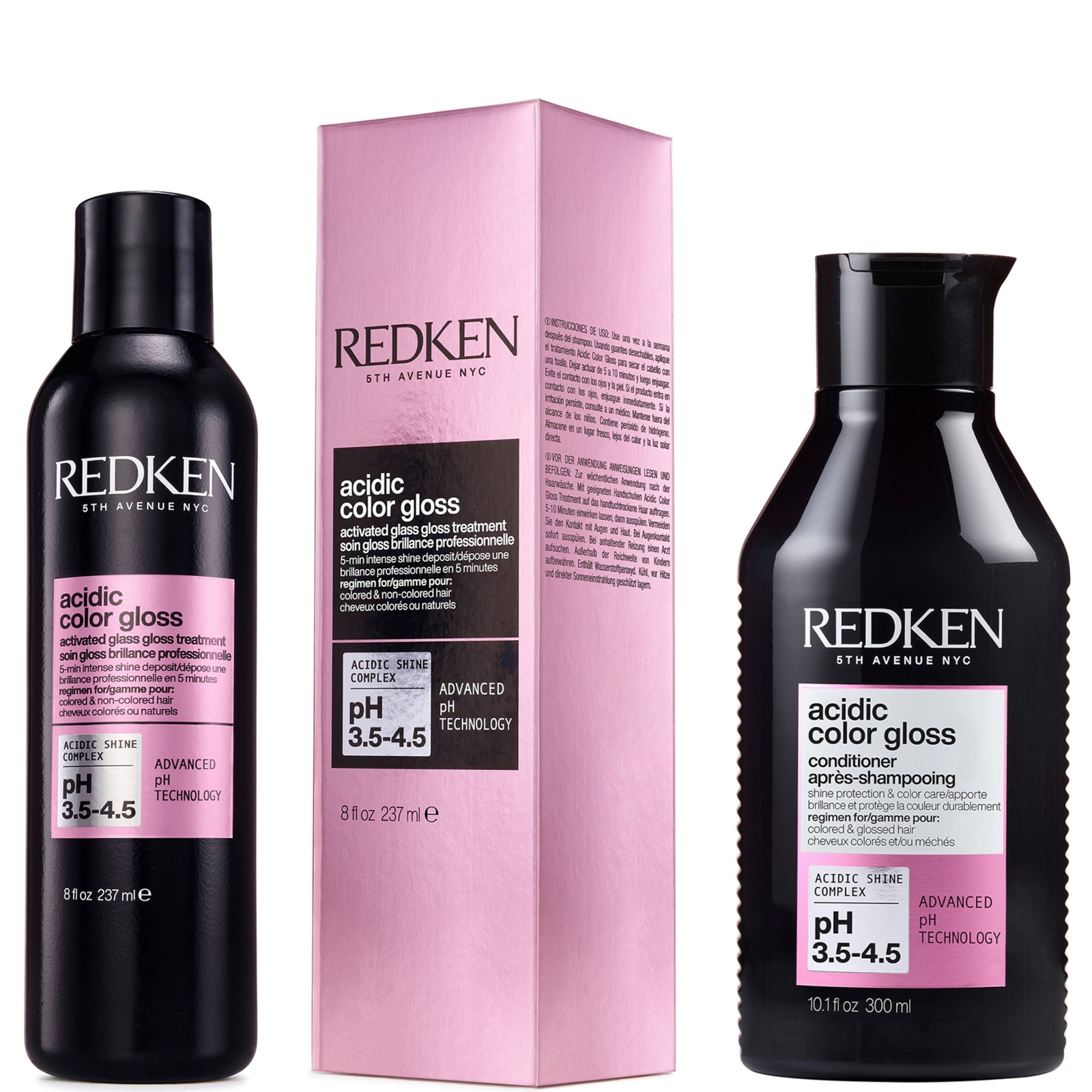 Redken Acidic Color Gloss Activated Glass Gloss Treatment 237ml and Conditioner 300ml, Colour Protec