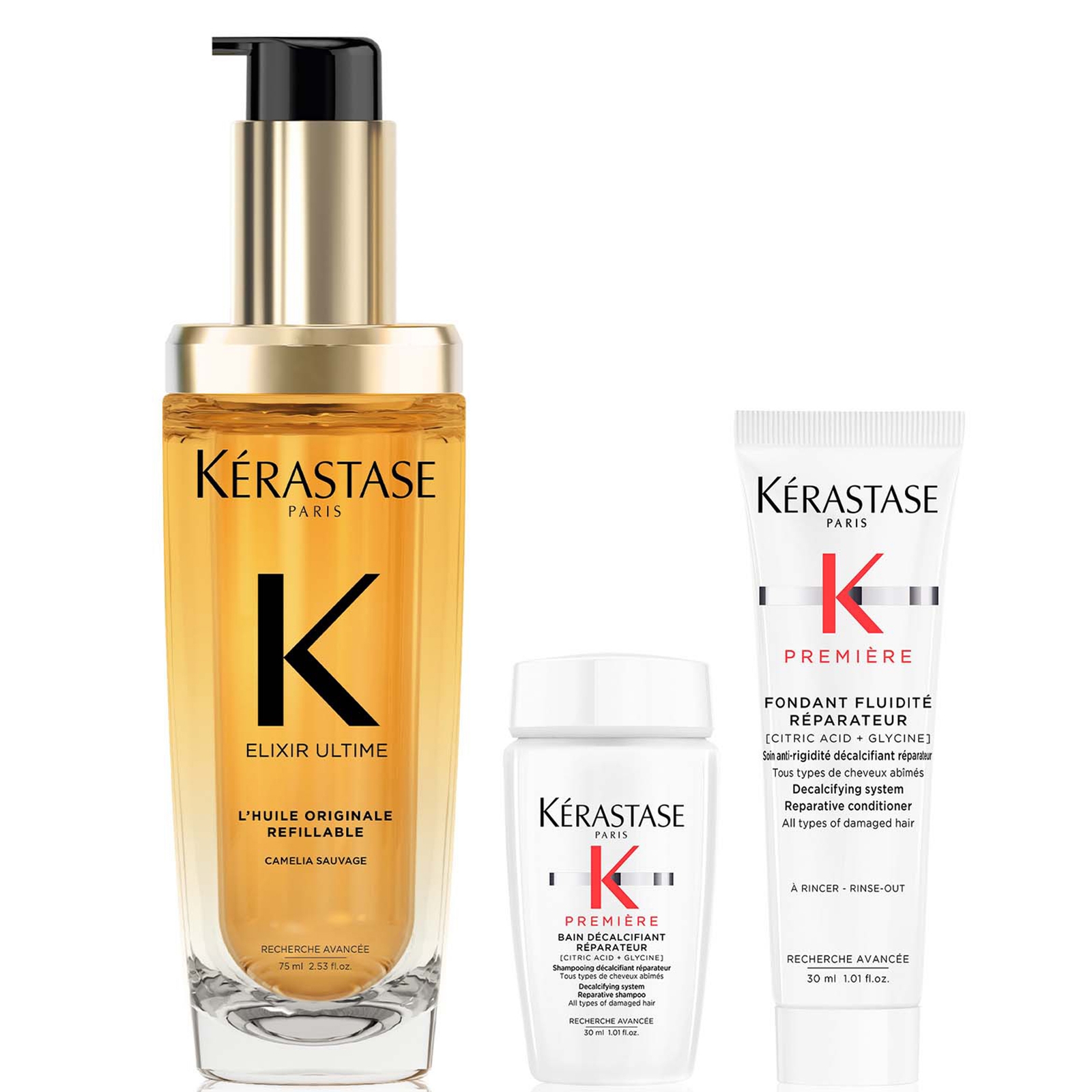 Kerastase Kérastase Elixir Ultime Hair Oil 75ml With Mini Deluxe Première Shampoo And Conditioner 30ml Duo