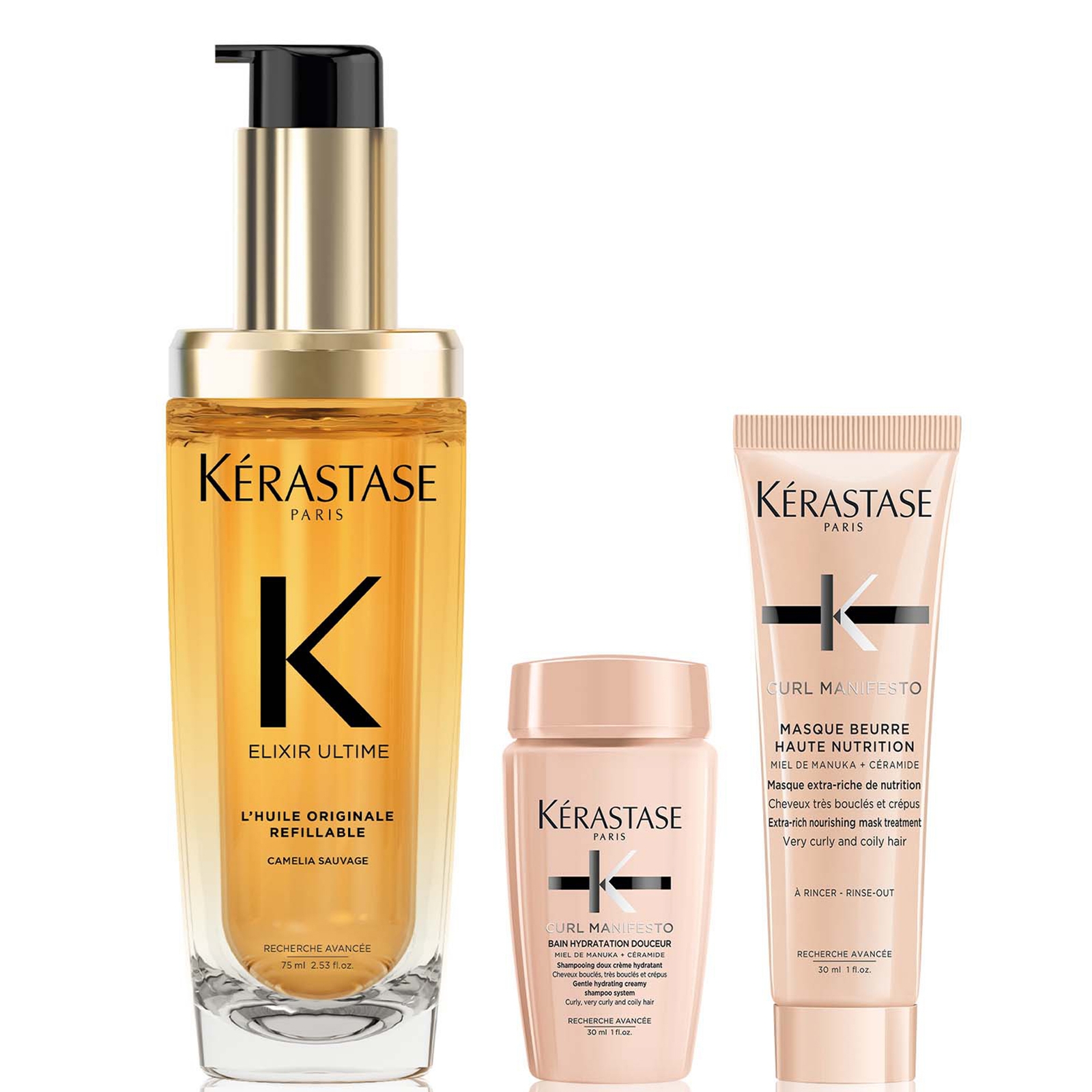 Kerastase Kérastase Elixir Ultime L'huile Originale Hair Oil 75ml With Mini Deluxe Curl Manifesto Shampoo 30ml