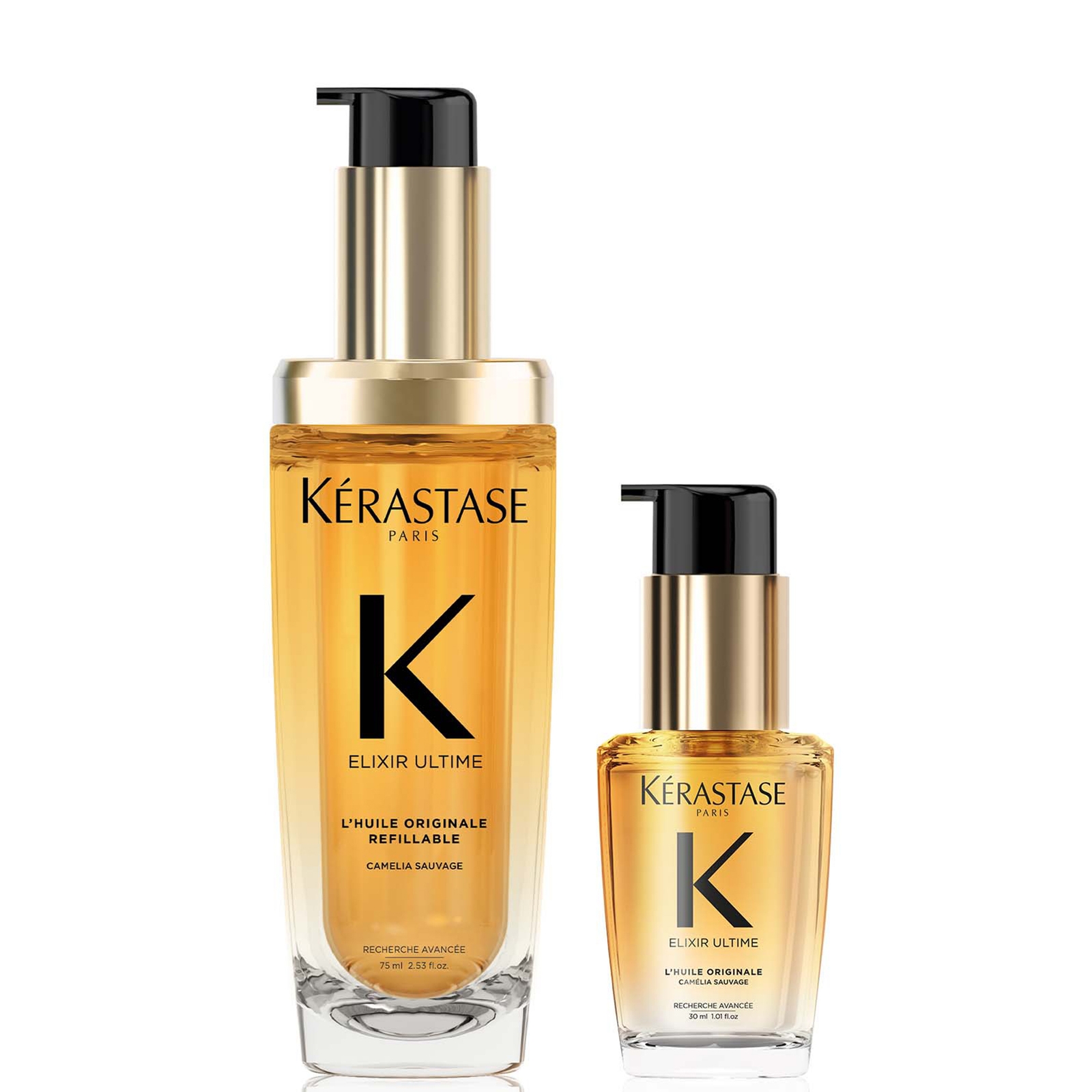 Image of Kérastase Elixir Ultime L'Huile Originale Hair Oil 75ml and Elixir Ultime Hair Oil 30ml Travel Size Duo for All Hair Types