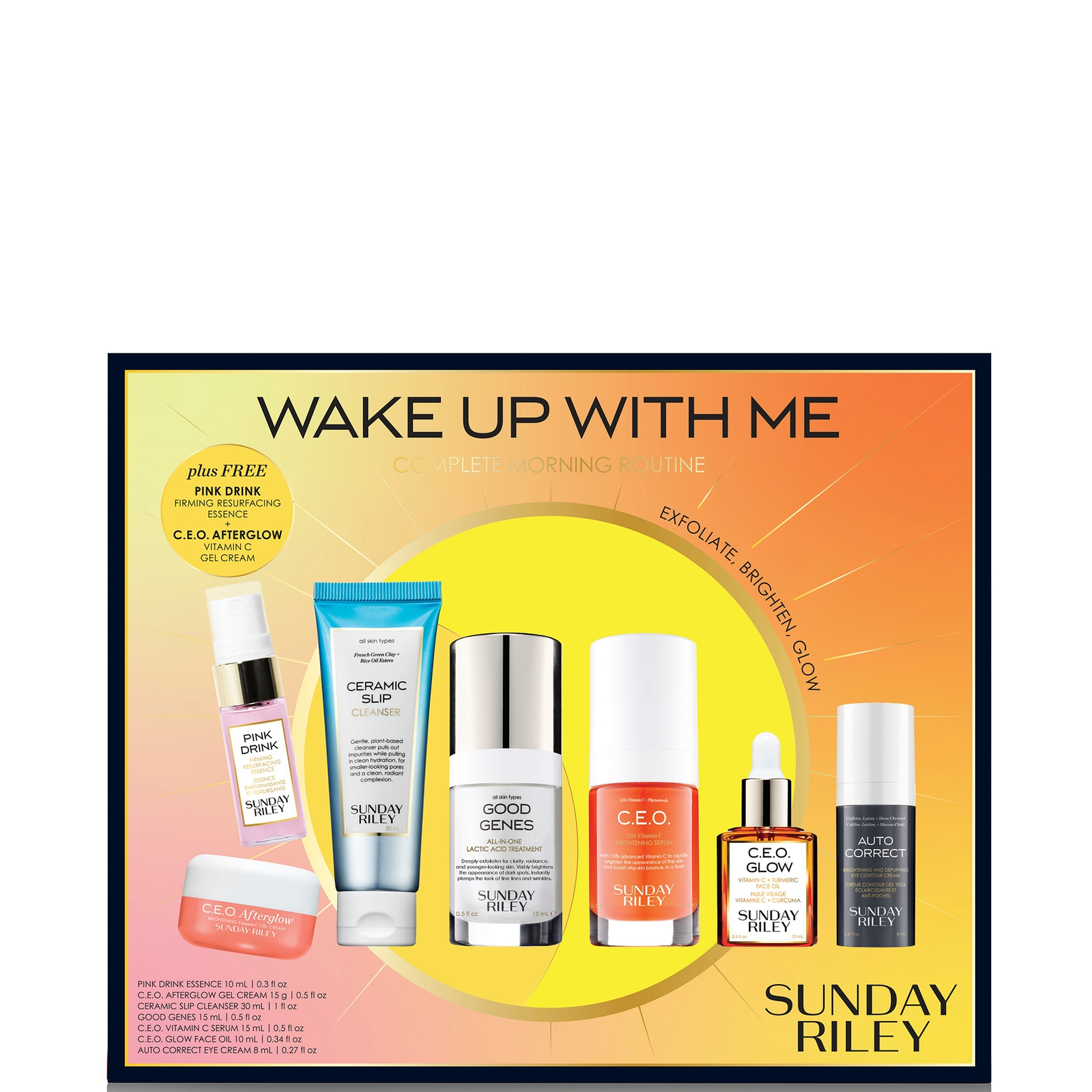 Sunday Riley Wake Up With Me Complete Brightening Morning Skincare Set In White
