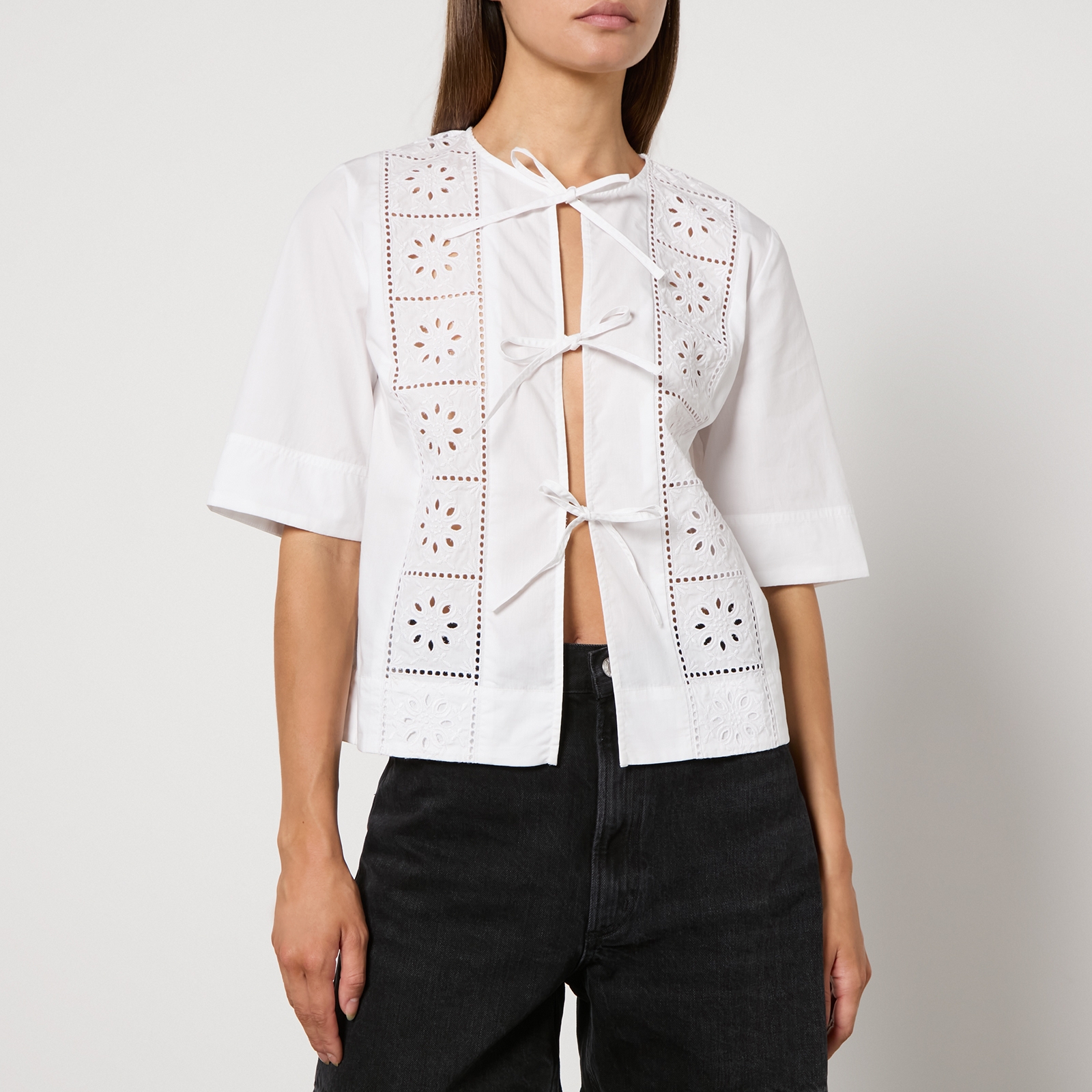Ganni Broderie Anglaise Cotton Blouse - EU 36/UK 8