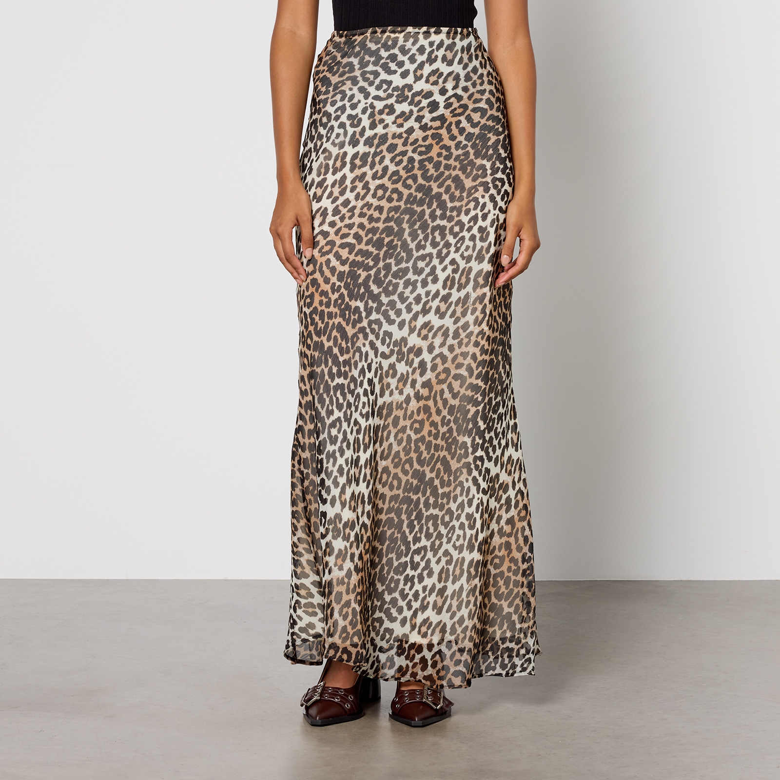 Ganni Leopard-Print Chiffon Maxi Skirt - EU 36/UK 8