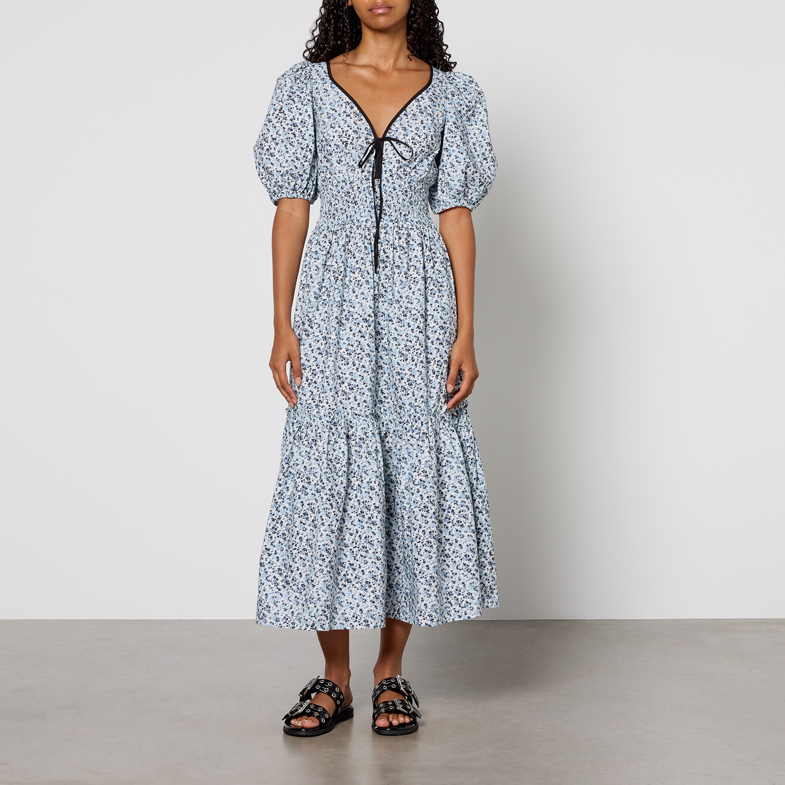 Ganni Floral-Print Cotton Dress - EU 34/UK 6