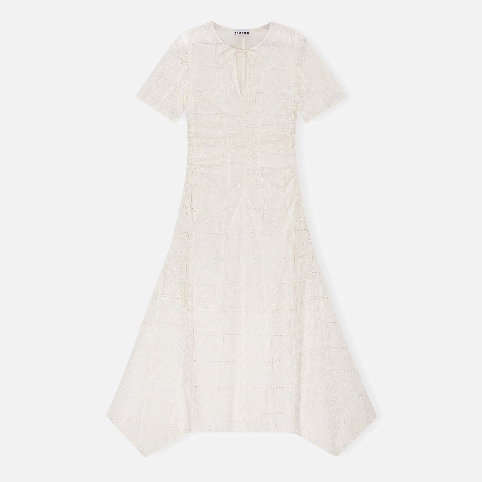 Ganni White Broderie Anglaise Cotton Maxi Dress - Eu 36/Uk 8 Women's Uk Size 8