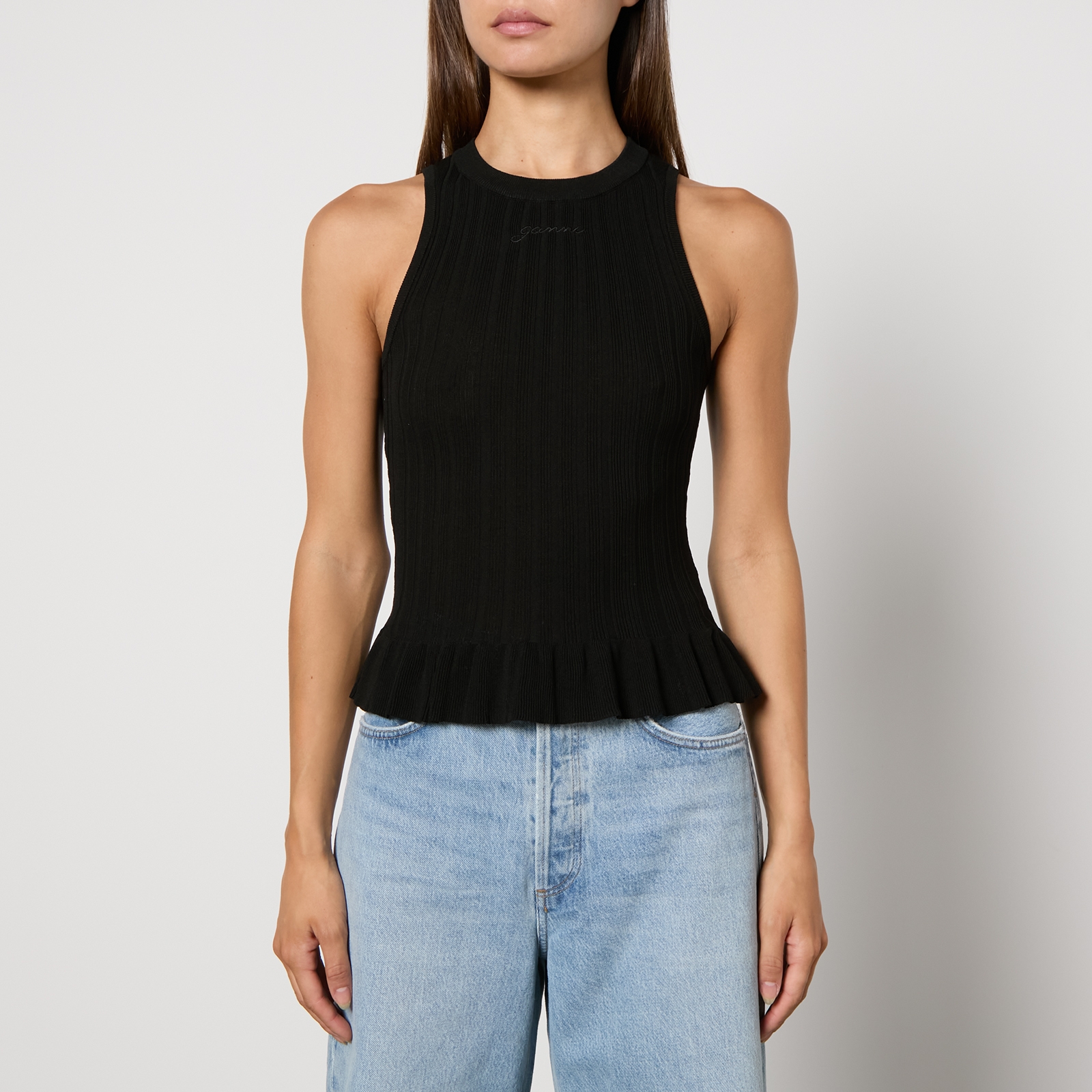 Ganni Ribbed Knit Tank Top - XS