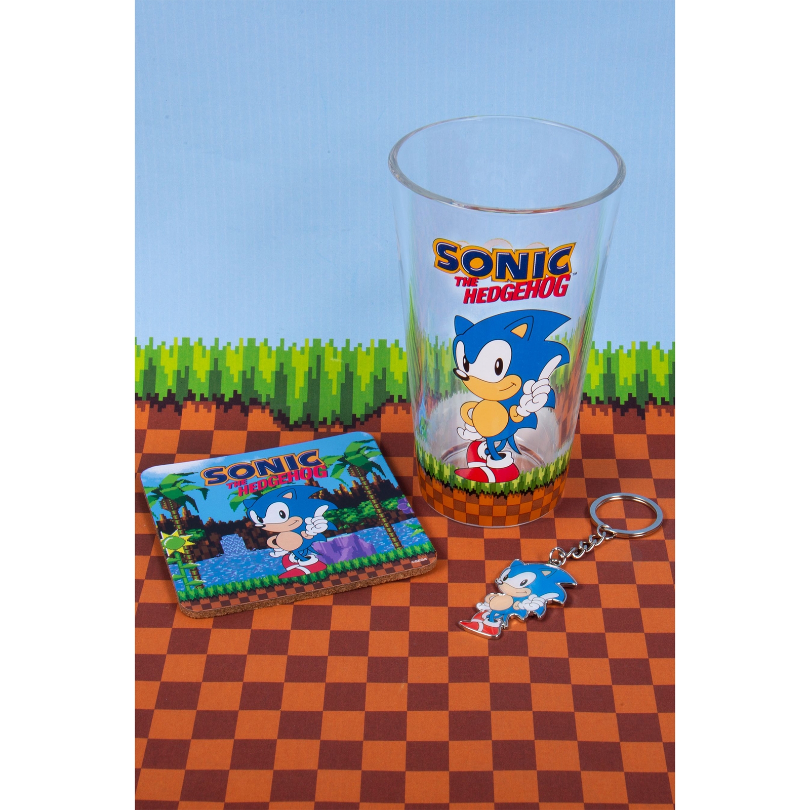 Image of Sonic Keyring, Glass and Coaster Set