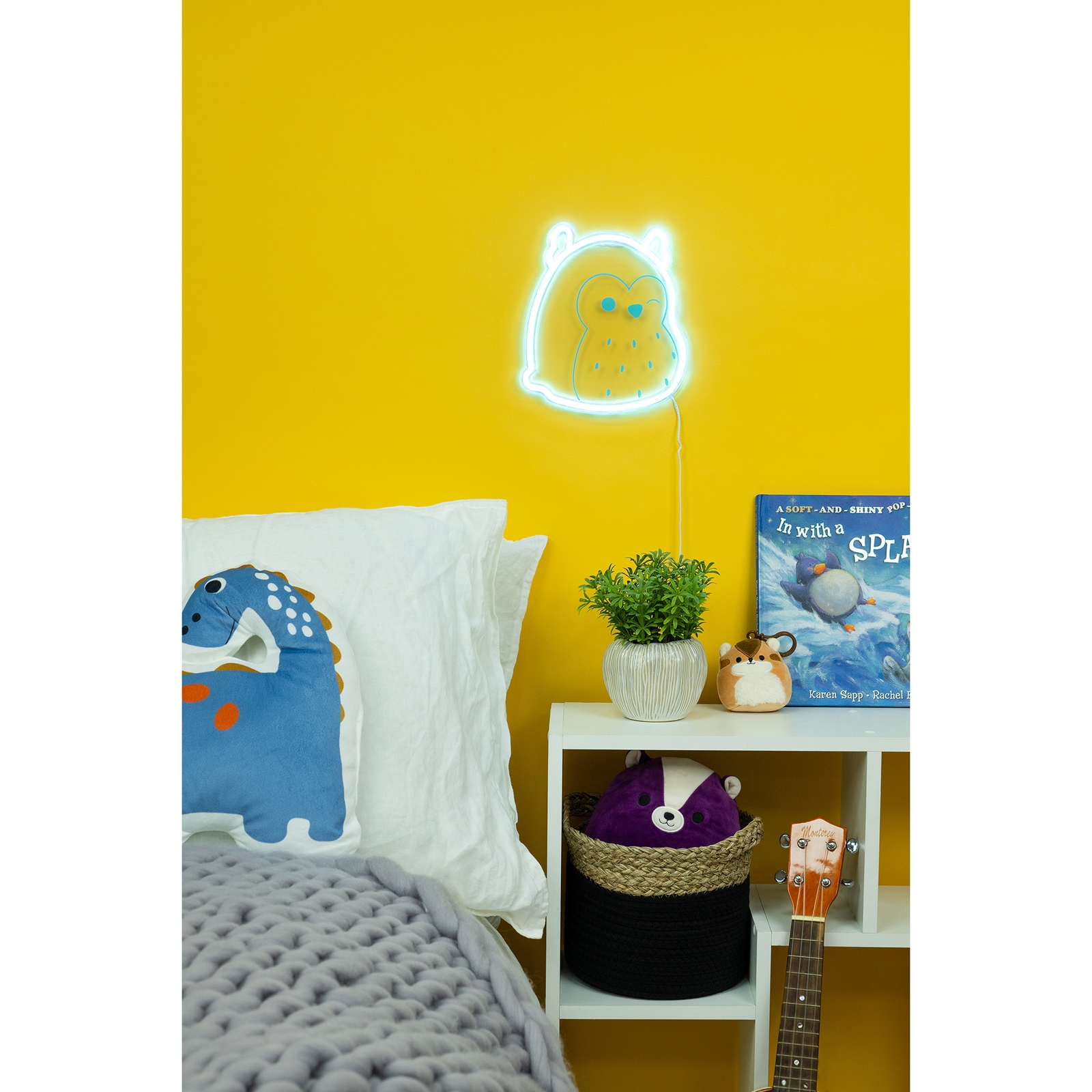 Squishmallows Character Neon Wall Light - Winston the Owl