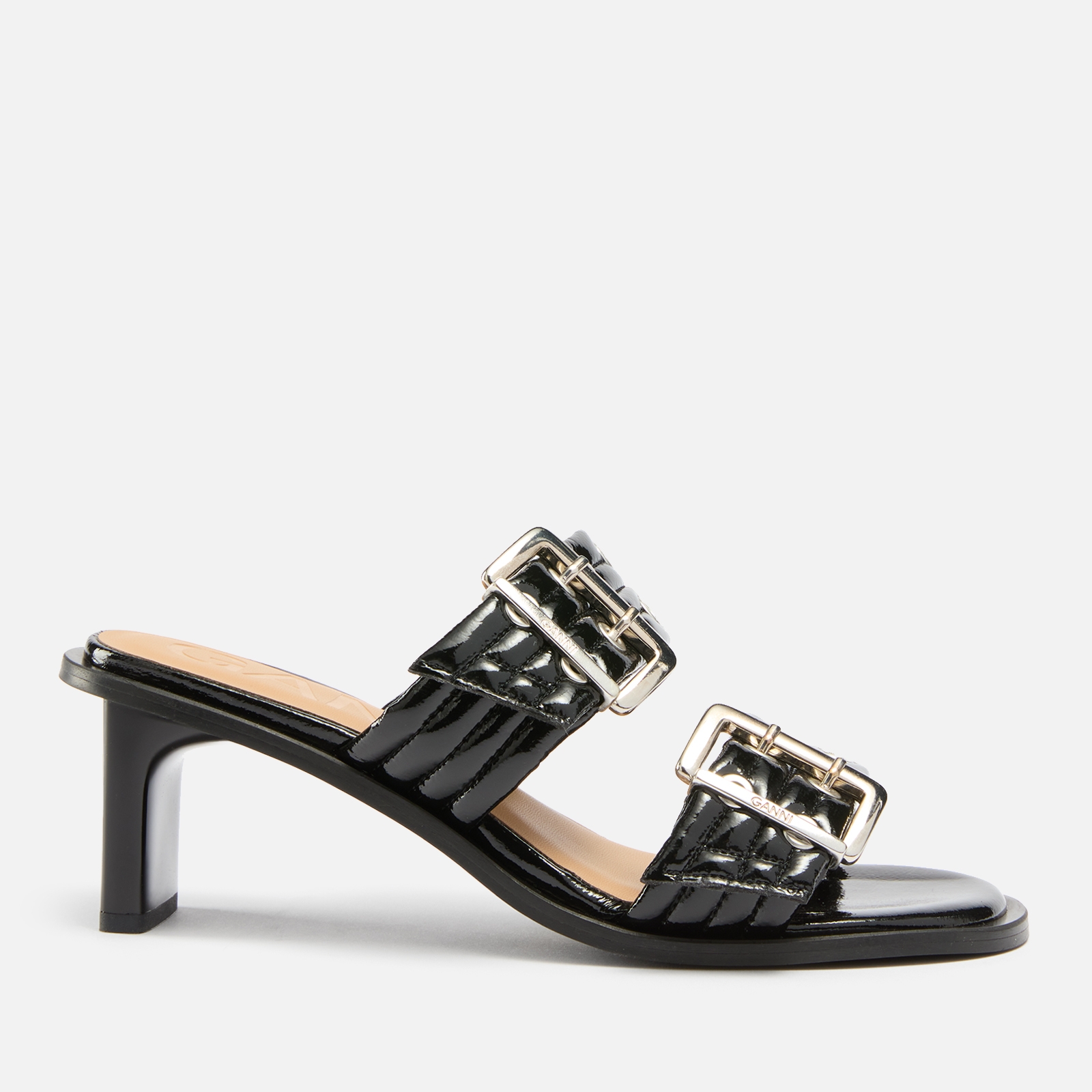 Ganni Women's Leather Chunky Heeled Mules - UK 3