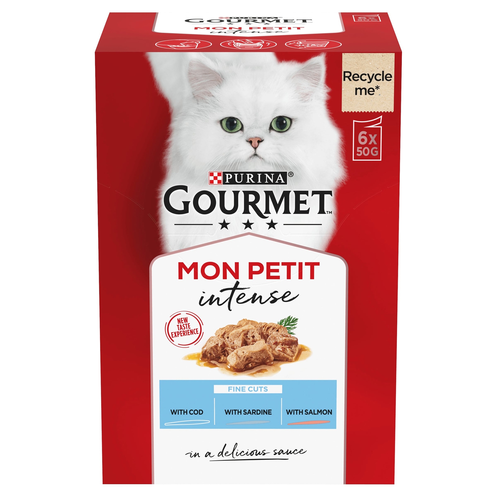 Image of Gourmet Mon Petit Fish Variety with Cod, Sardine & Salmon Adult Wet Cat Food 6x50g
