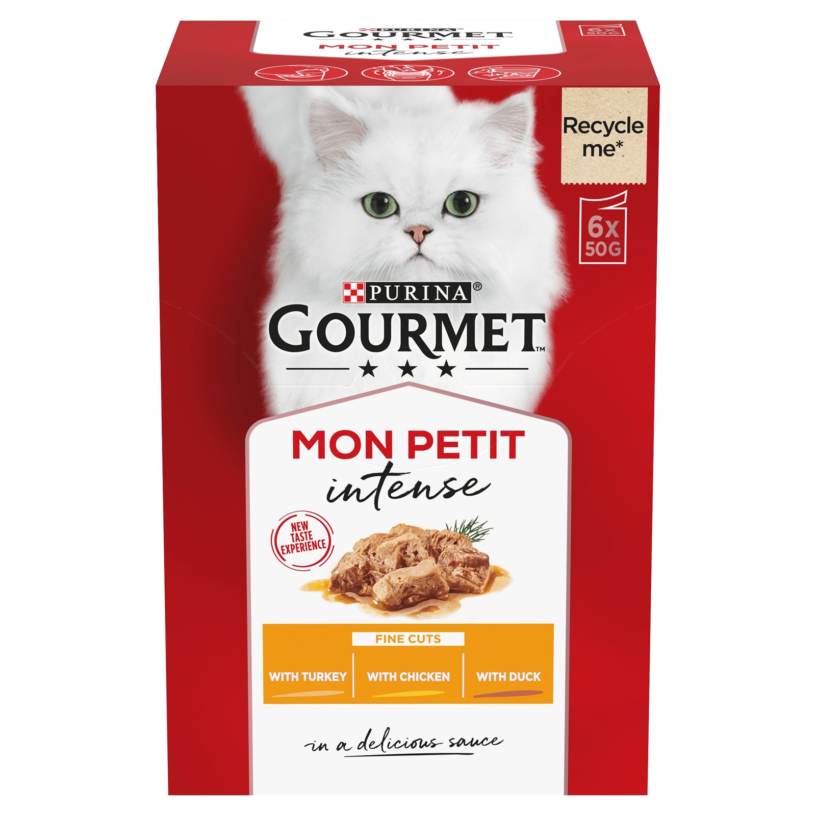 Image of Gourmet Mon Petit Meaty Variety with Duck, Chicken & Turkey Adult Wet Cat Food 6x50g
