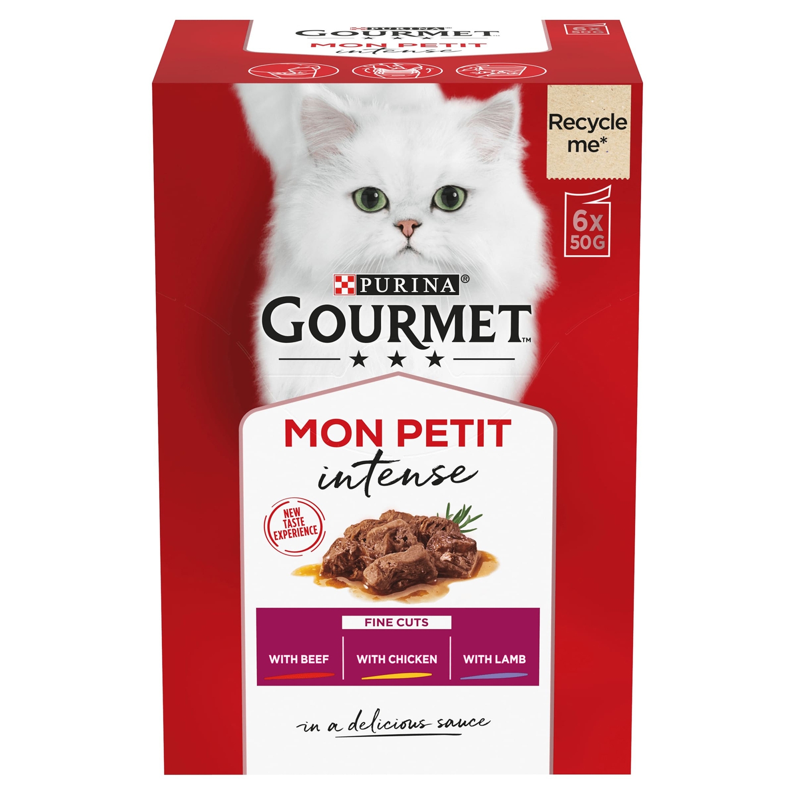 Image of Gourmet Mon Petit Meaty Variety with Beef, Chicken & Lamb Adult Wet Cat Food 6x50g