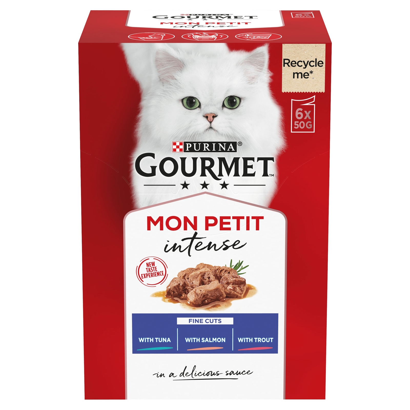 Image of Gourmet Mon Petit Fish Variety with Tuna, Salmon & Trout Adult Wet Cat Food 6x50g