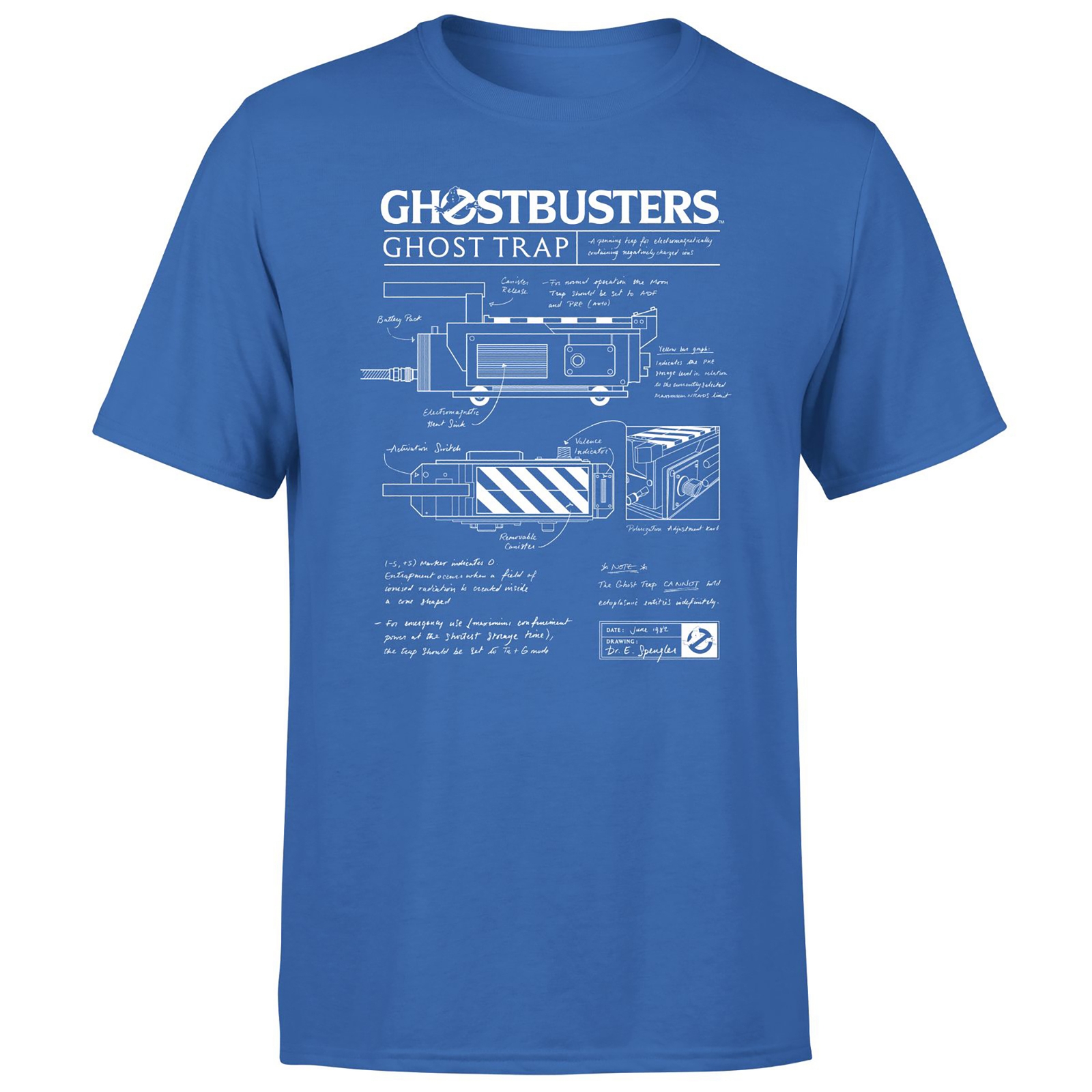 Ghostbusters Ghost Trap Schematic Men's T-Shirt - Blue - XS