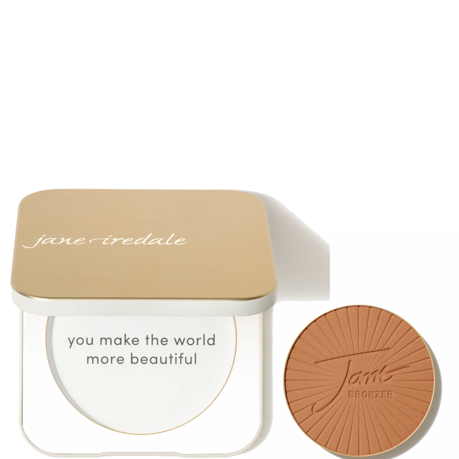 Shop Jane Iredale Gold Refillable Compact And Purebronze Matte Bronzer Refill 0.9g (various Shades) In Medium