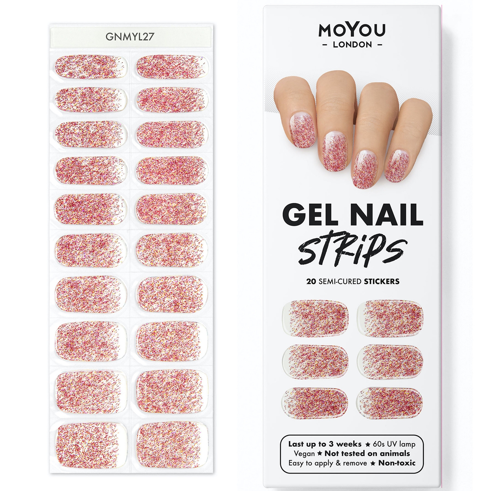 MoYou Gel Nail Strip - Glitters (Various Options) - Glitter Punch