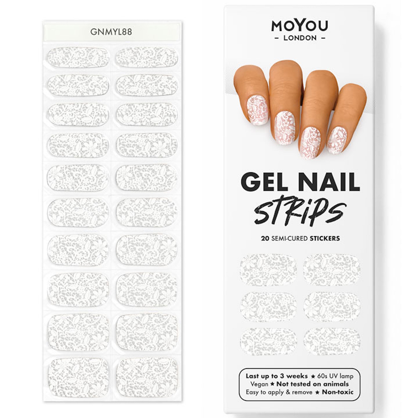 MOYOU GEL NAIL STRIP - PATTERNS (VARIOUS OPTIONS) - WHITE LACE
