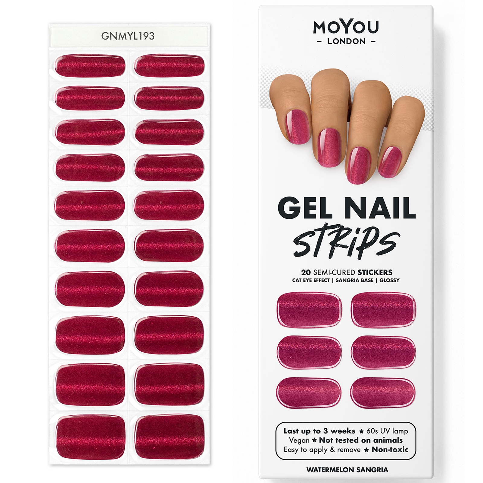 

MoYou Gel Nail Strip - Glitters (Various Options) - Watermelon Sangria