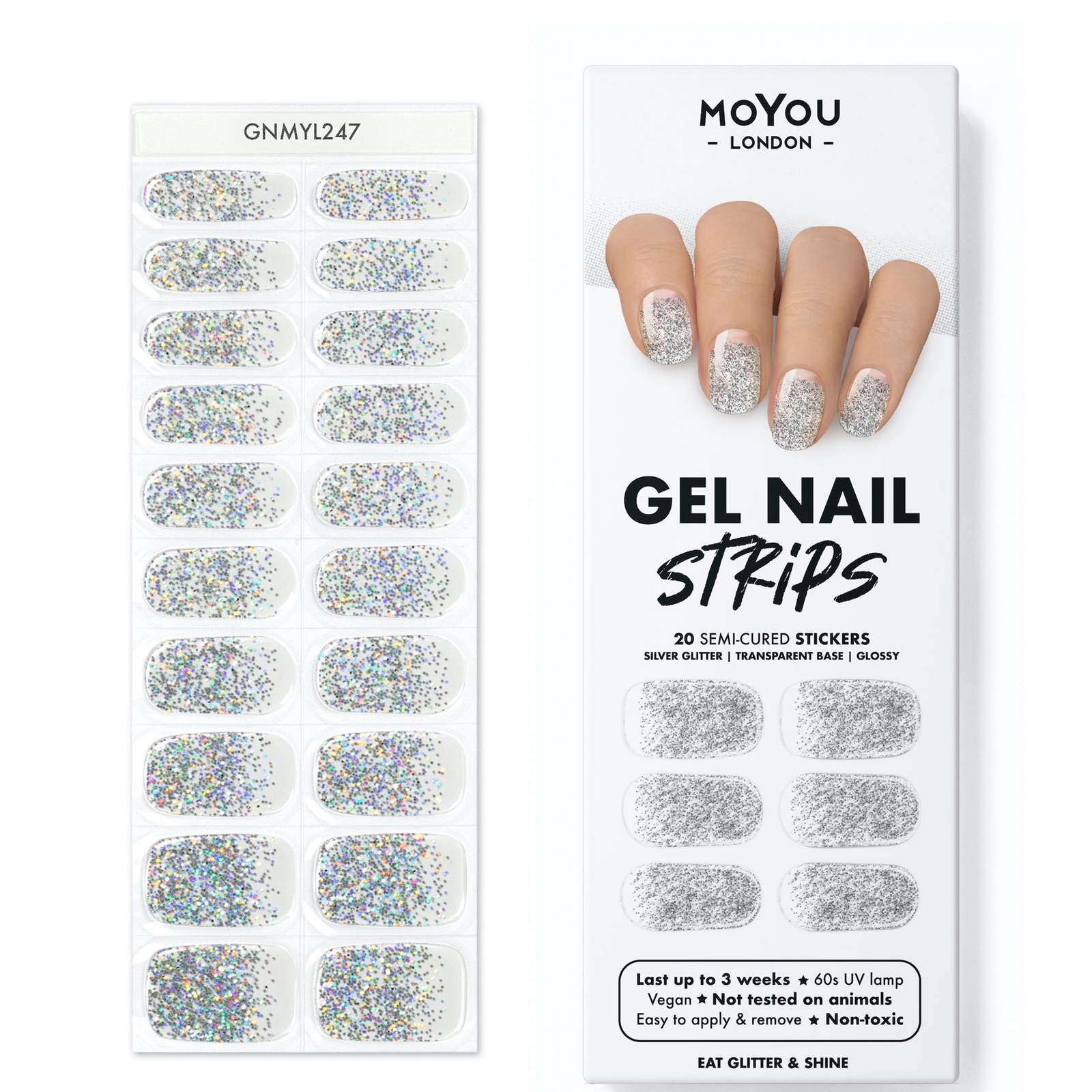 MoYou Gel Nail Strip - Glitters (Various Options) - Eat Glitter and Shine