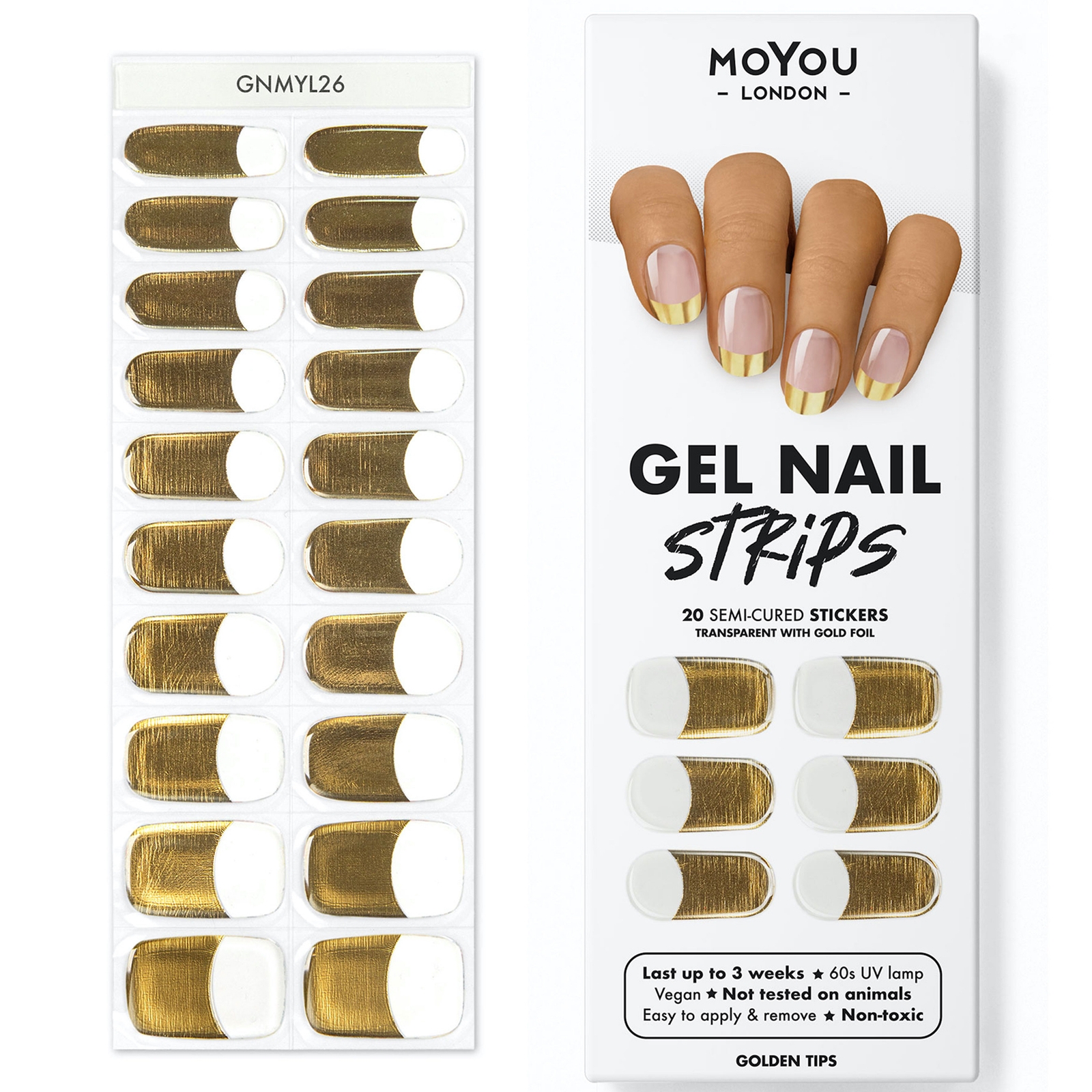 

MoYou Gel Nail Strip - Basics (Various Options) - Golden Tips