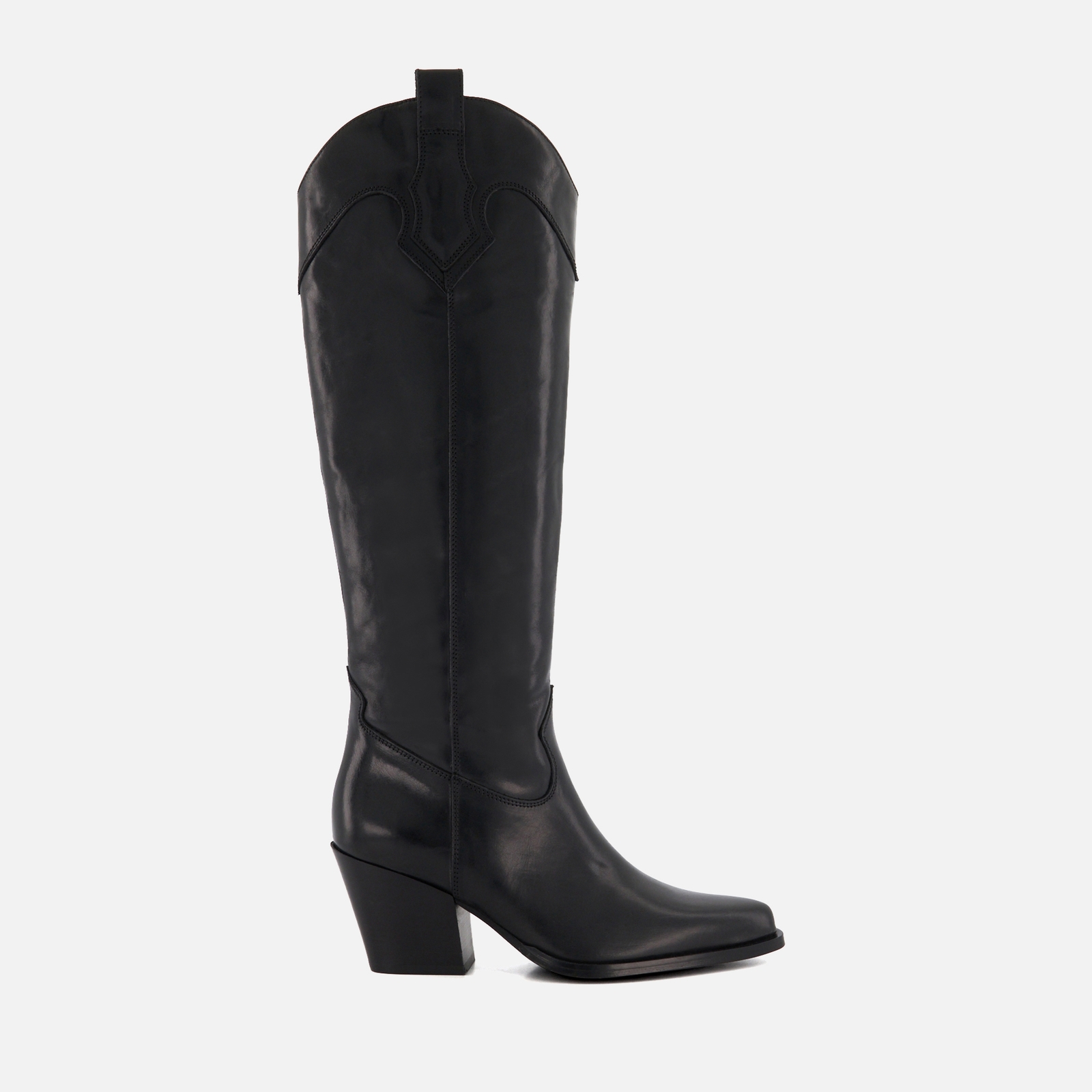 Dune London Women’s Tennessee Leather Cowboy Heeled Boots
