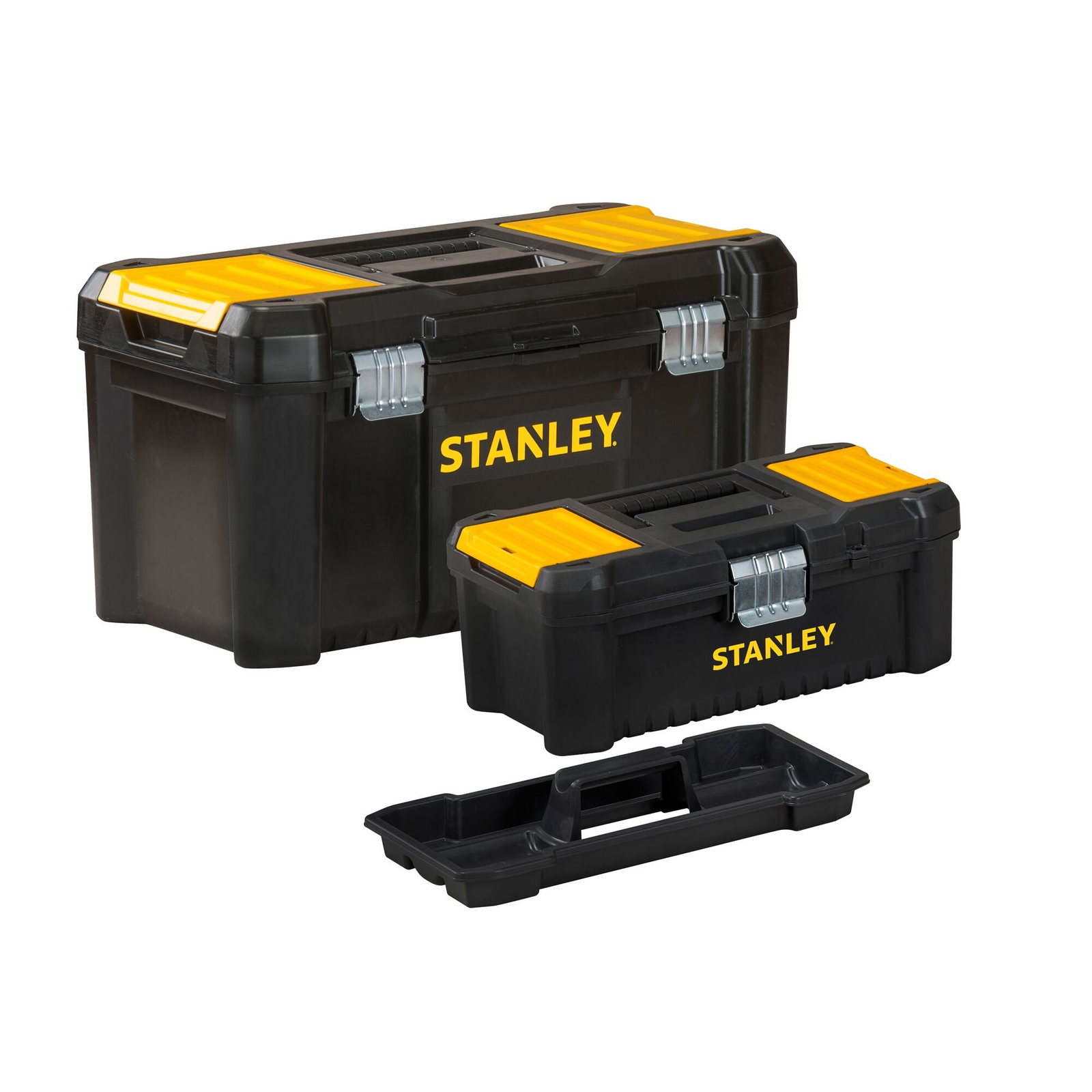 STANLEY Essential Tool Boxes with Metal Latches - 2 Pack 12.5 inch and 19 inch